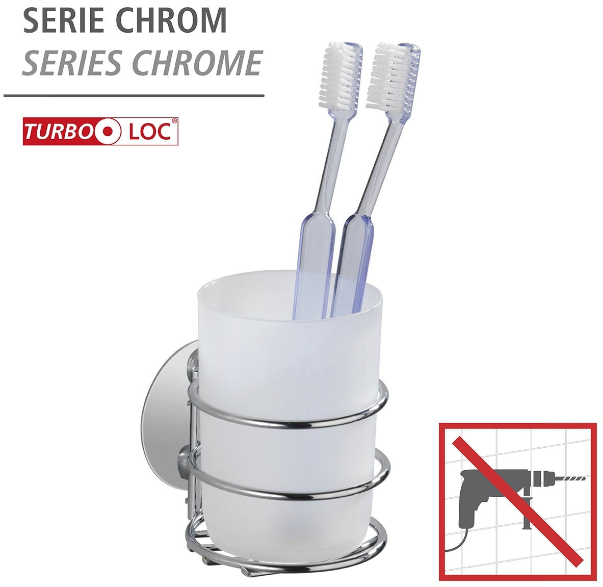 WENKO Zahnputzbecher »Turbo-Loc®«, aus weiß satiniertem Kunststoff