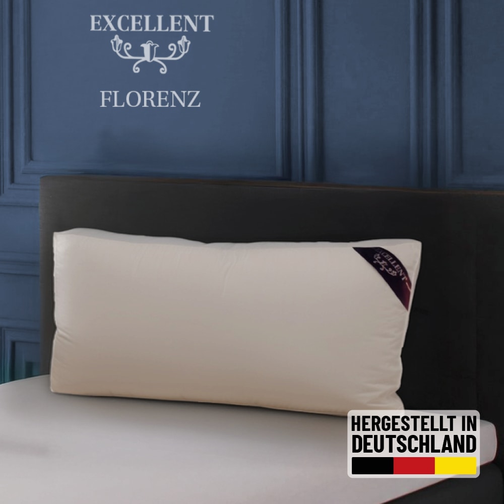 Excellent 3-Kammer-Kopfkissen "Florenz, Kopfkissen mit 10 cm hohen Außensteg" Füllung: 100% Gänsedaunen (Außenkammern); 100% Gänsefedern (Innenkern) 1 Stk. tlg.