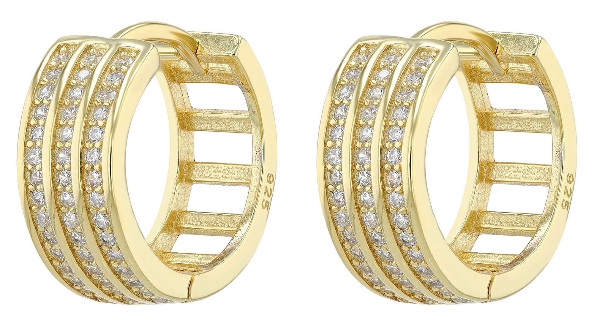 Paar Creolen ADELIA´S "Damen Ohrringe – Creole aus 925 Silber mit Zirkonia", Damen, Gr. Damen, Silber 925 (Sterlingsilber), gold, Ohrringe, Zum Verschenken – ideal zum Jubiläum 2
