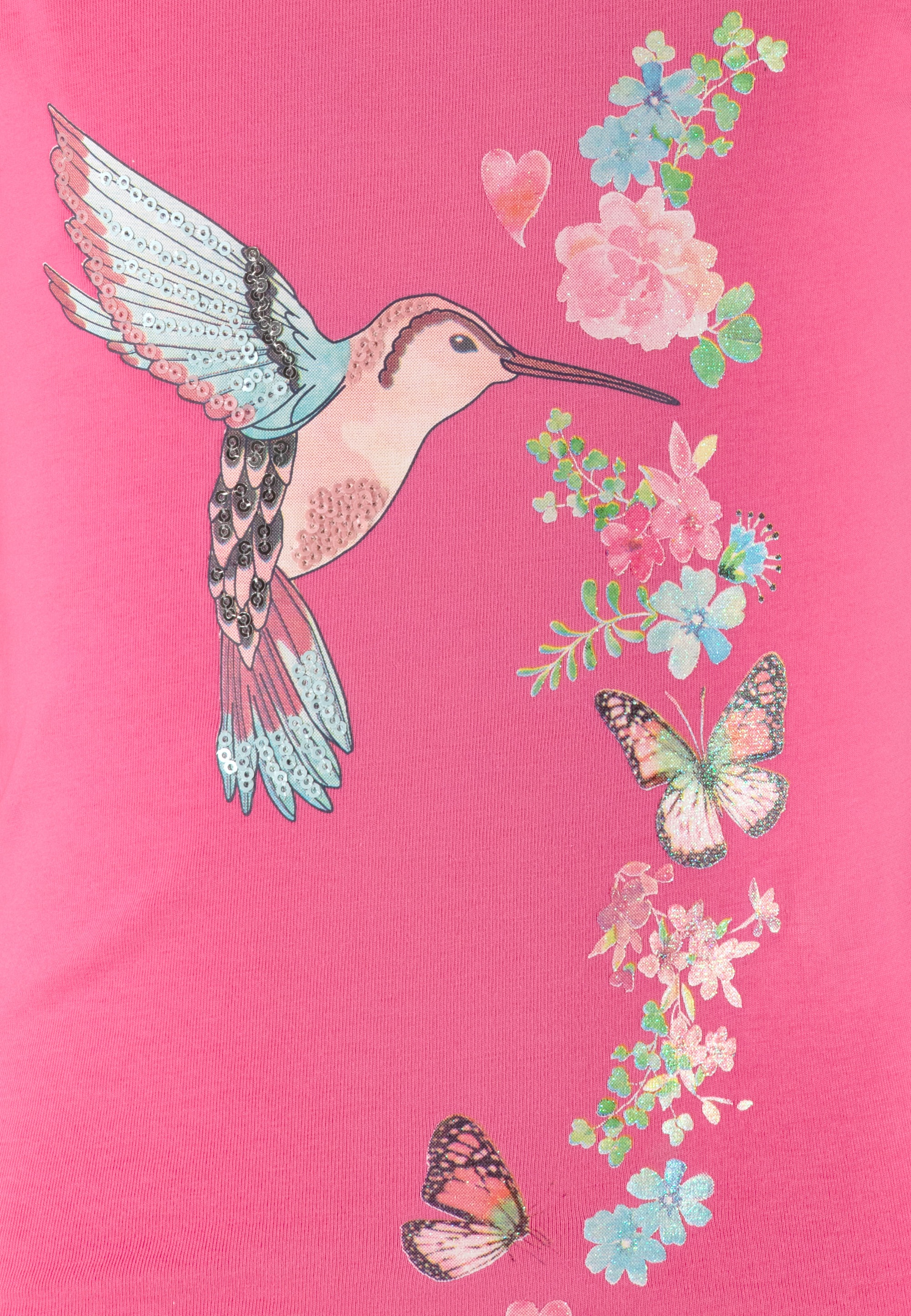 SALT AND PEPPER T-Shirt »Fancy«, 2er-Pack mit Kolibri- und Blumenrankenmotiv