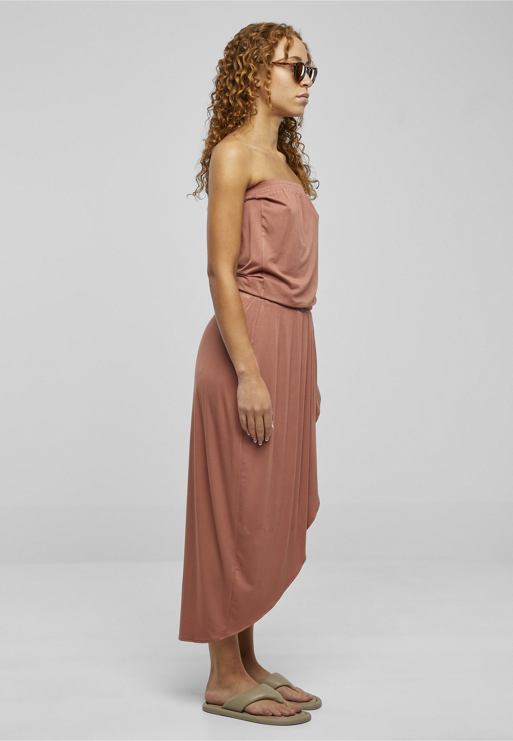 URBAN CLASSICS Shirtkleid »Urban Classics Damen Ladies Viscose Bandeau Dress« 1 tlg.