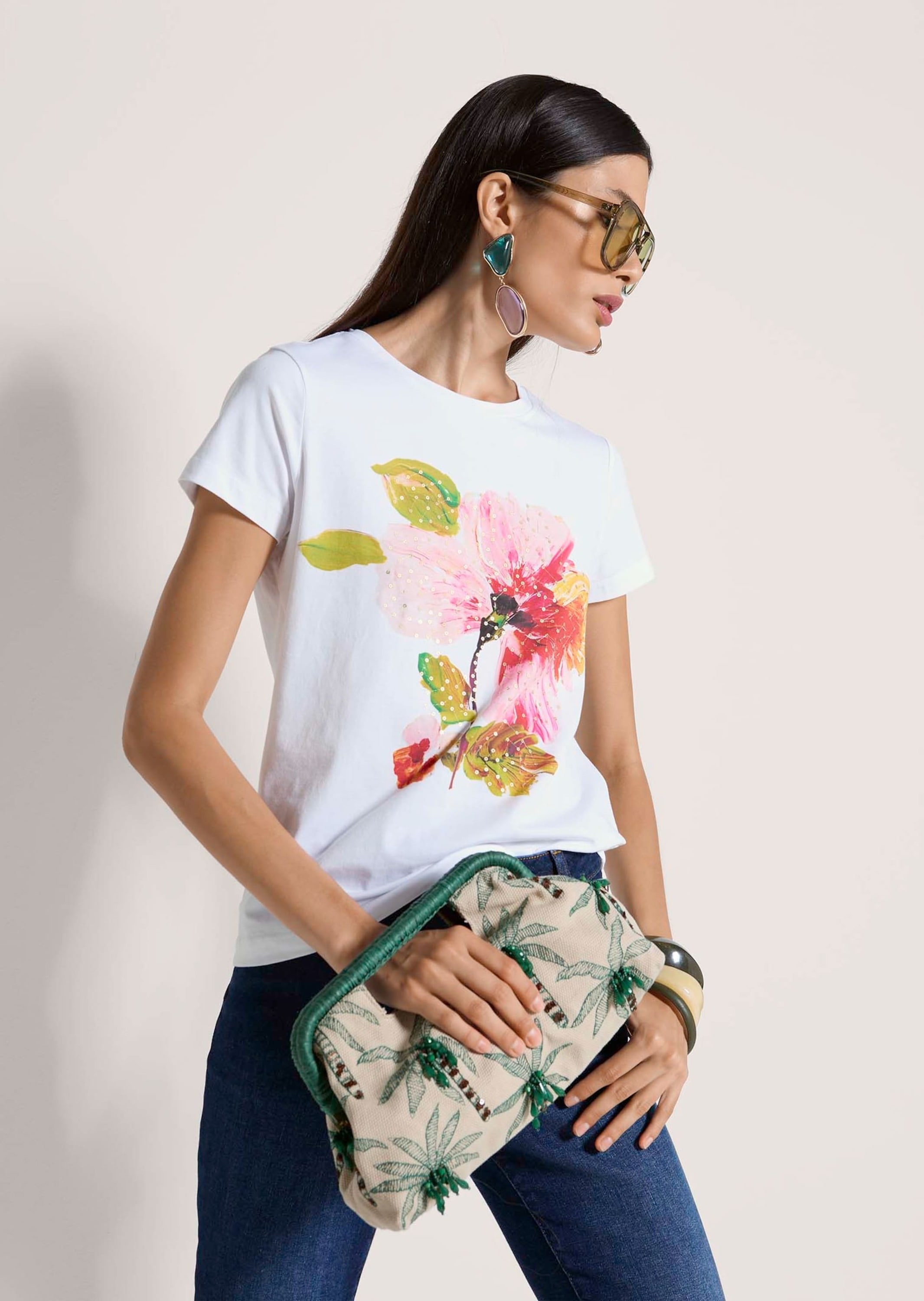 MADELEINE Print-Shirt »Shirt Florales Print-Shirt mit Pailletten, Kurzarm«