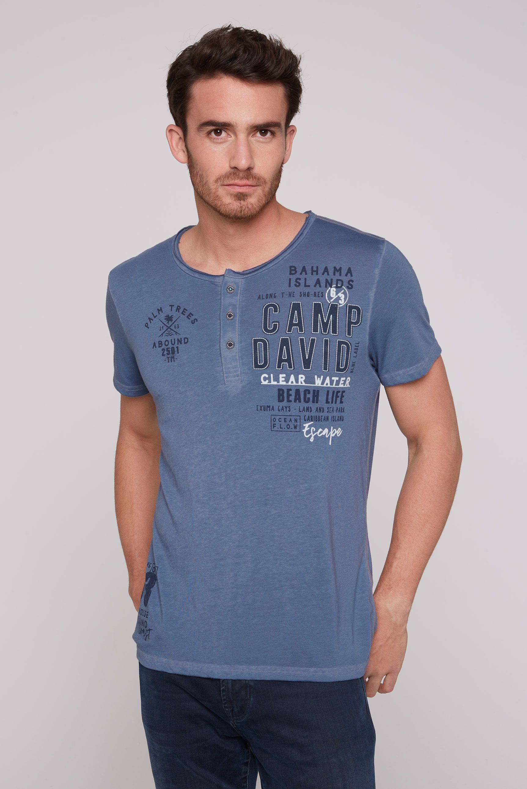 CAMP DAVID Marškinėliai su Kontrastnähten