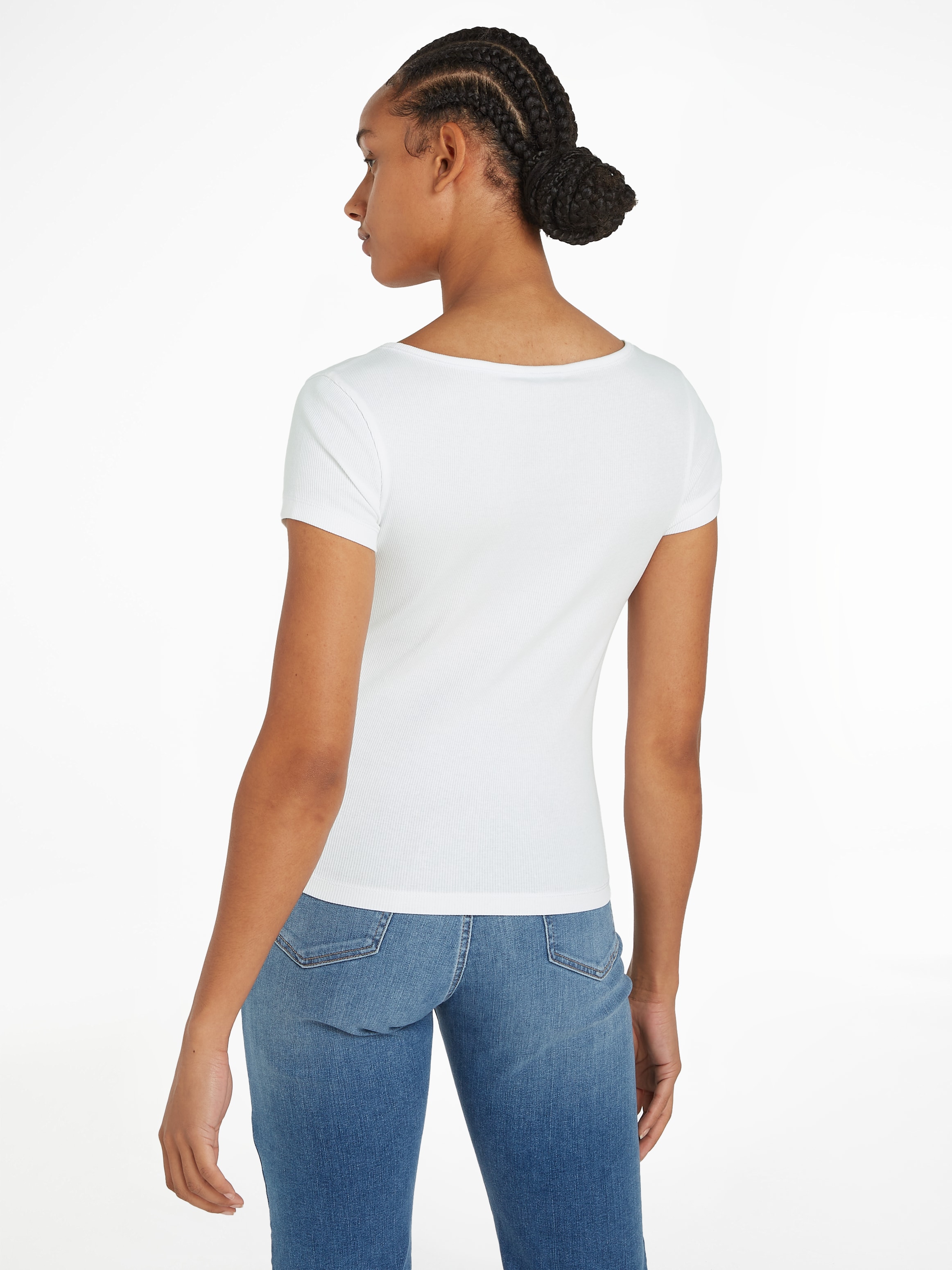 Tommy Jeans Rundhalsshirt »TJW SLIM HENLEY TOP SS«, mit Tommy Jeans Flagge