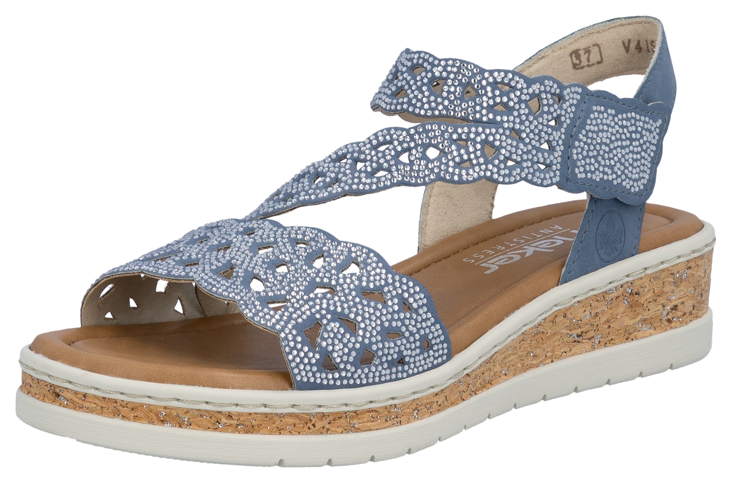 Rieker Keilsandalette Keilsandalette, Sommerschuh, Urlaubsschuh mit Glitzersteine