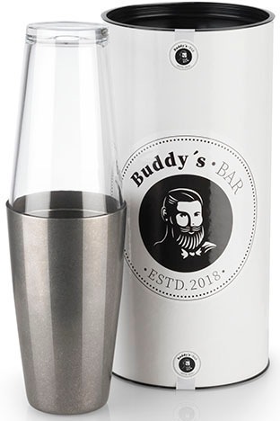 Buddys Cocktail-Set "Buddy´s Bar - Boston", (Set, 2 tlg.), Shaker-Set: 1 Edelstahlbecher, 1 Glas