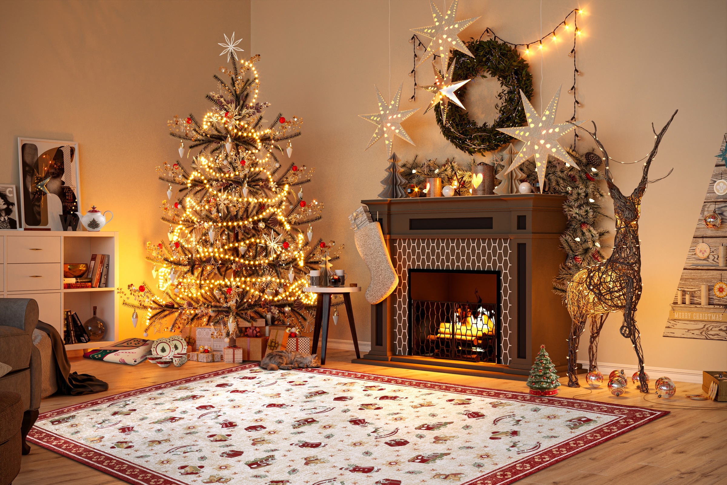 Villeroy & Boch Teppich »Nostalgic Shine Toy's Delight, eckig, rund und Läufer«, rechteckig, 6 mm Höhe, Weihnachten, Wohnzimmer, Flur, Geschenk, Toys Delight, Dekoration