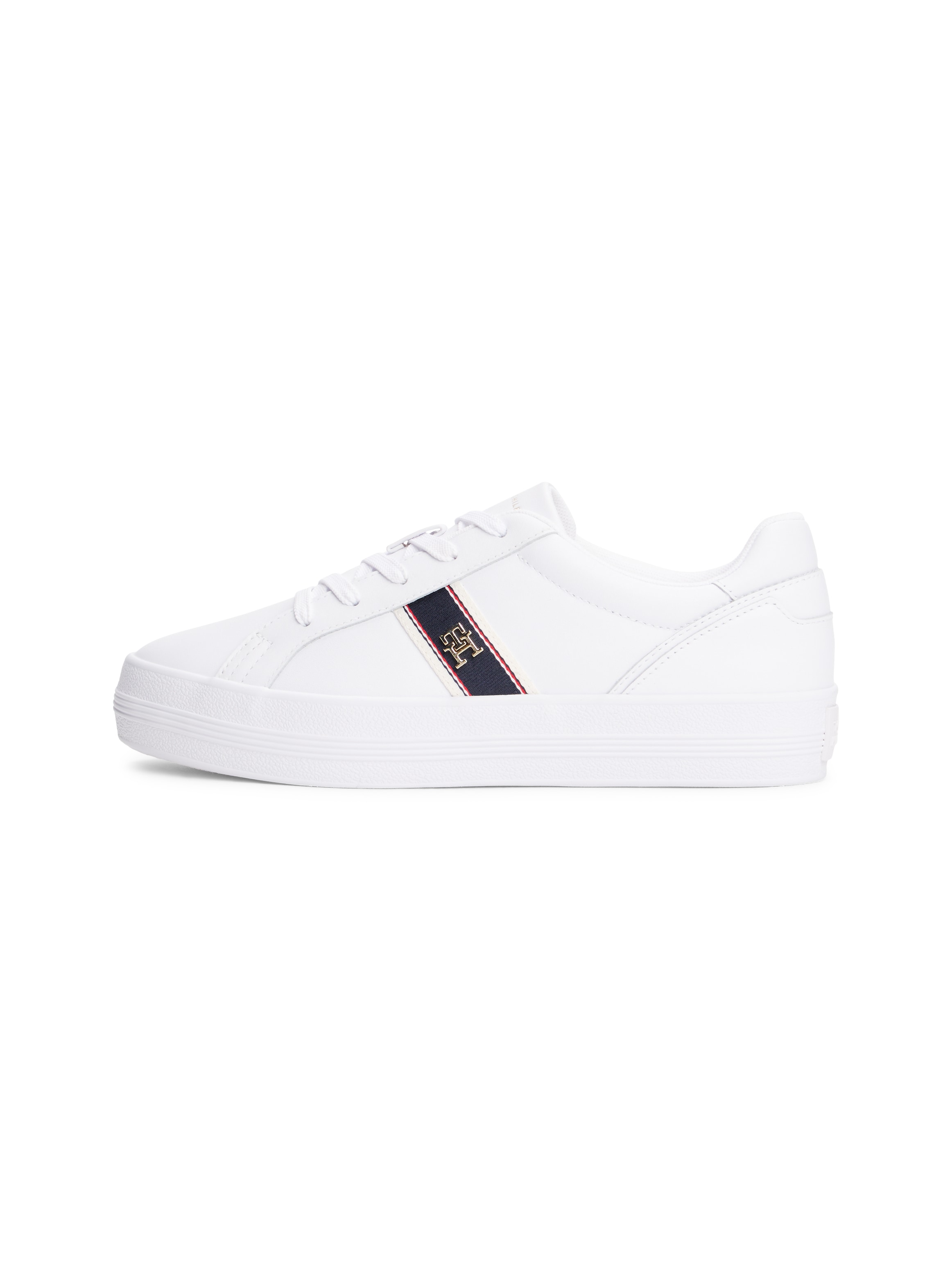 Tommy Hilfiger Plateausneaker »VULC WEBBING SNEAKER«, Freizeitschuh, Halbschuh, Schnürschuh mit TH-Logo-Schmuckelement