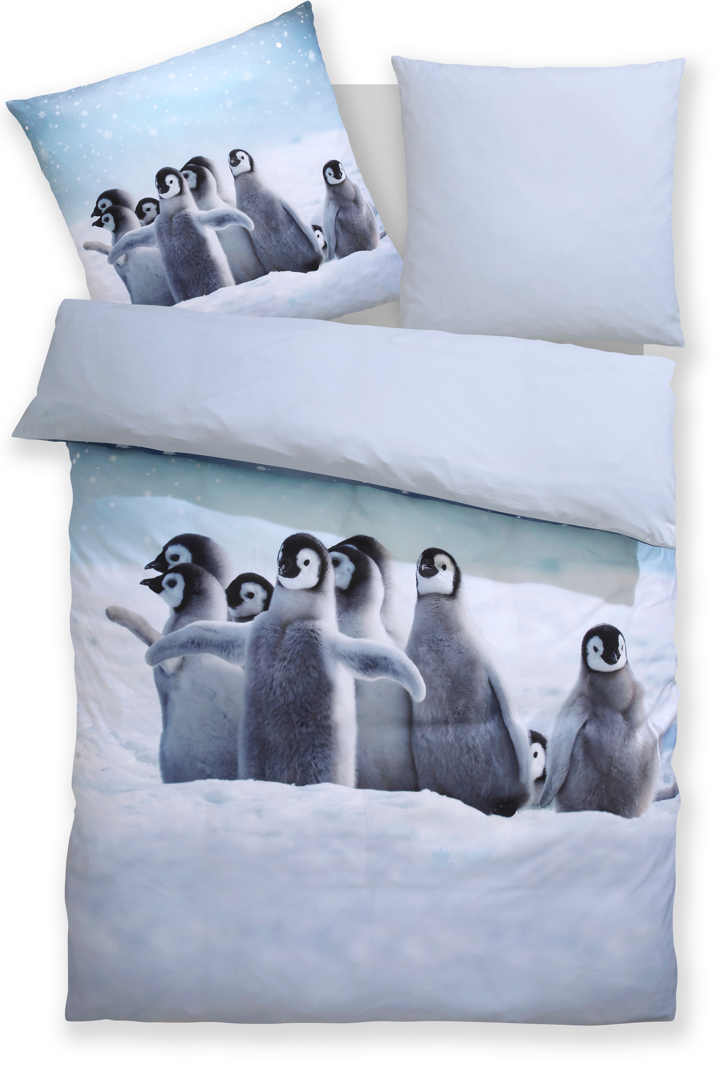 OTTO home Bettwäsche "Lyki" 2 ab Größe 135x200 cm, 100% Polyester, Katze, Pferd, Löwe, Pinguin