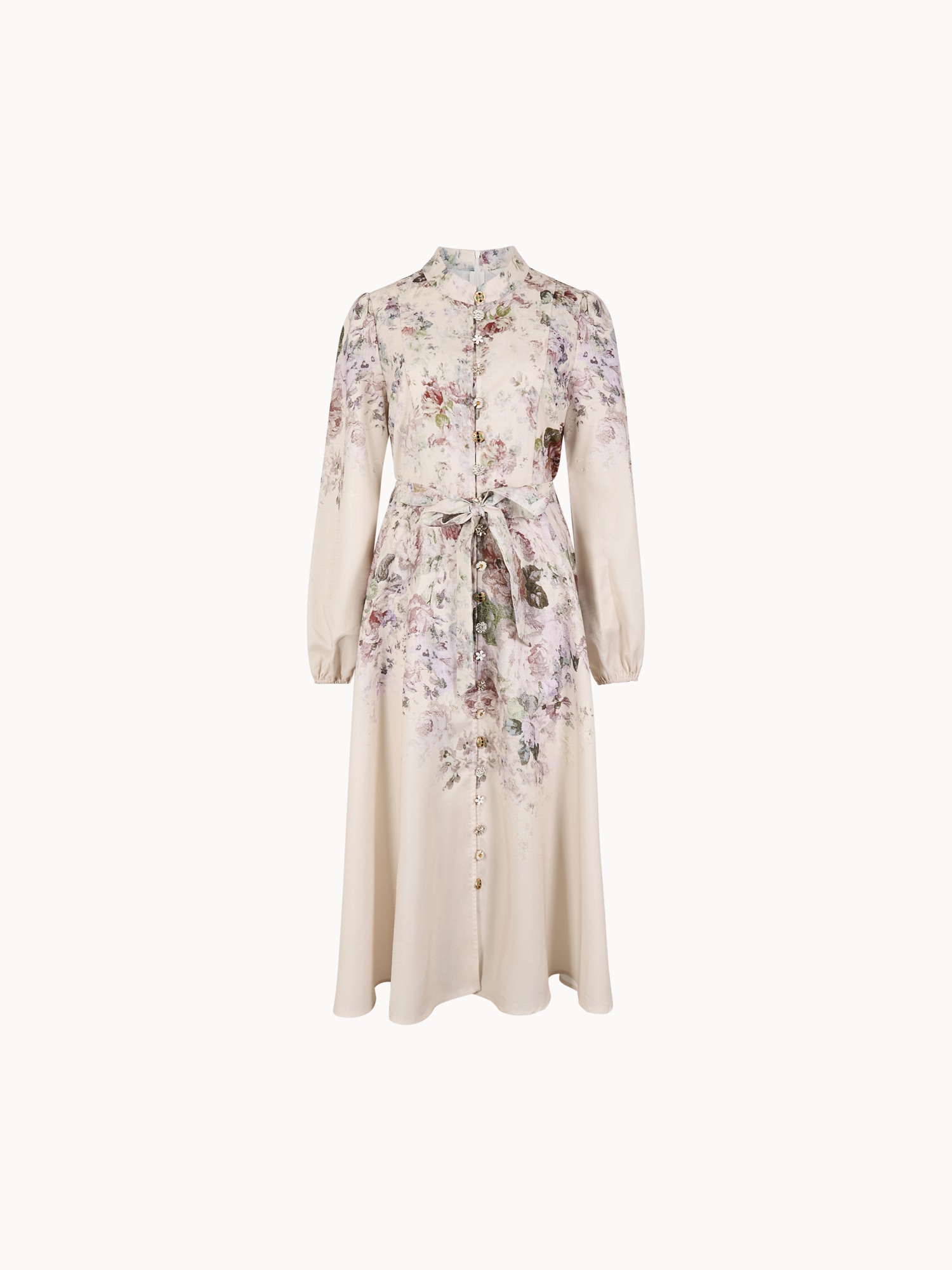 Apricot Midikleid »Midi-Kleid« mit Vintage-Blumenmuster und Zierknöpfen