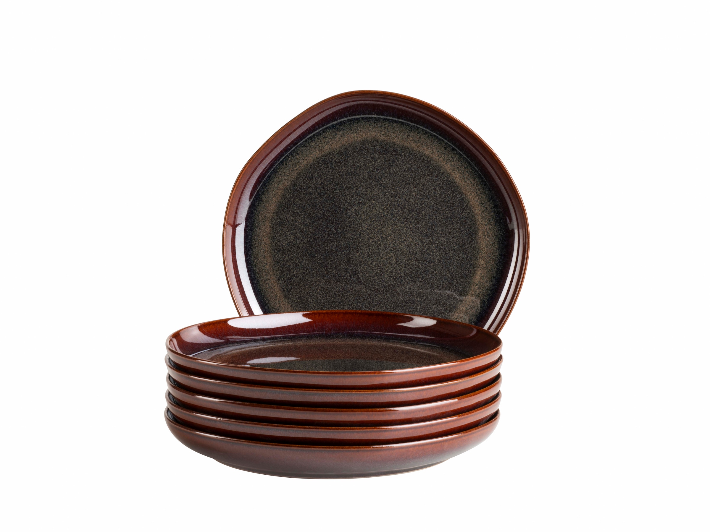 Mäser Braun Rot Dessertteller "Cordelia Teller Set Aus Steinzeug" Geschirr-Set von Baur