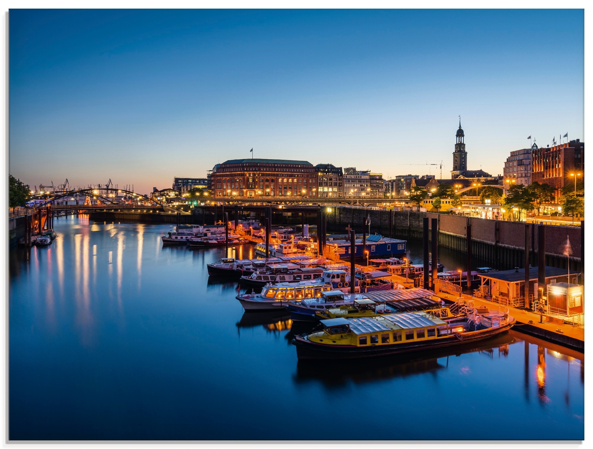 Artland Glasbild »Hamburg Hafen Panorama mit Michel«, Deutschland, (1 St.), in verschiedenen Größen