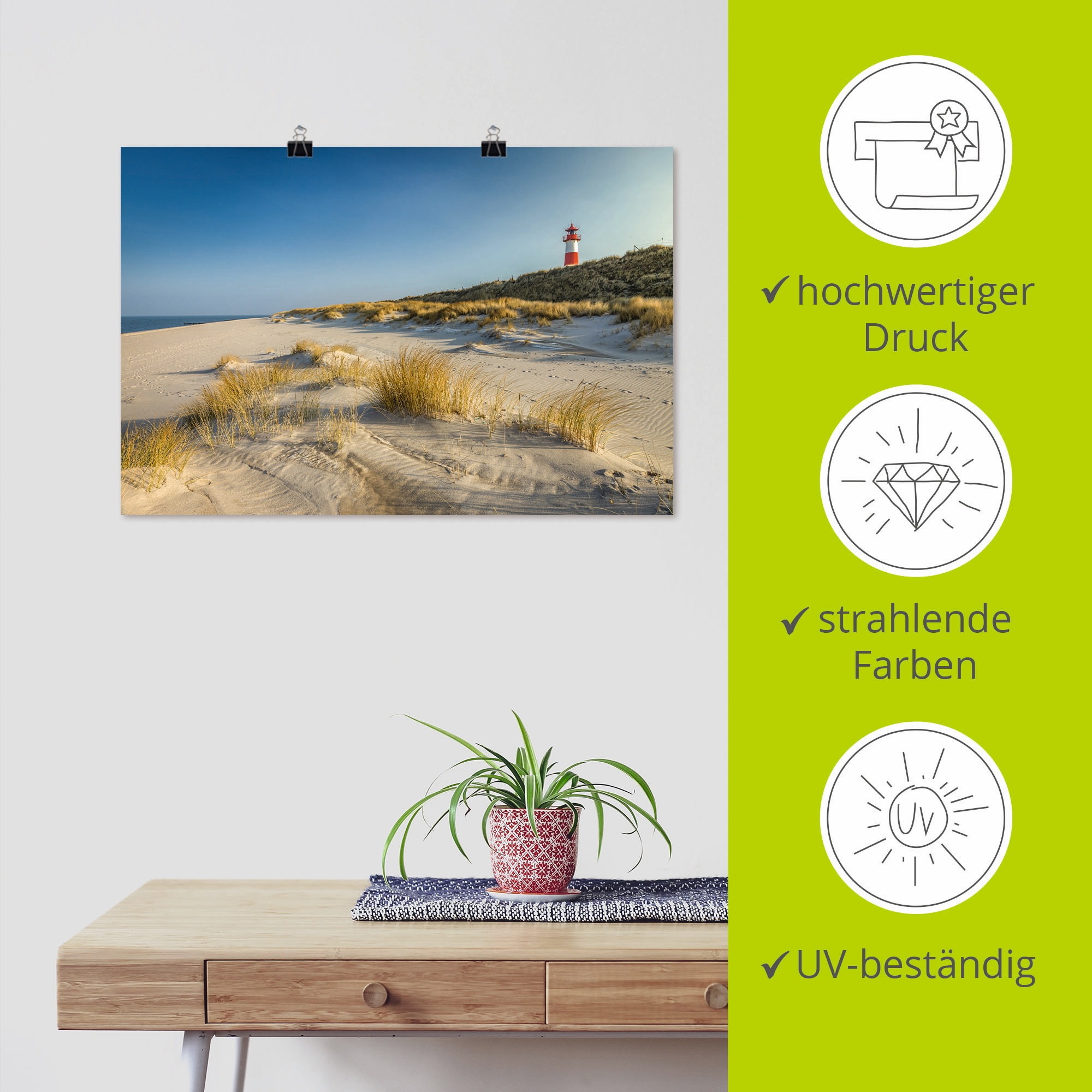 Artland Wandbild »Leuchtturm List-Ost Ellenbogen-Halbinsel«, Strandbilder, (1 St.), als Alubild, Outdoorbild, Leinwandbild, Poster in verschied. Größen