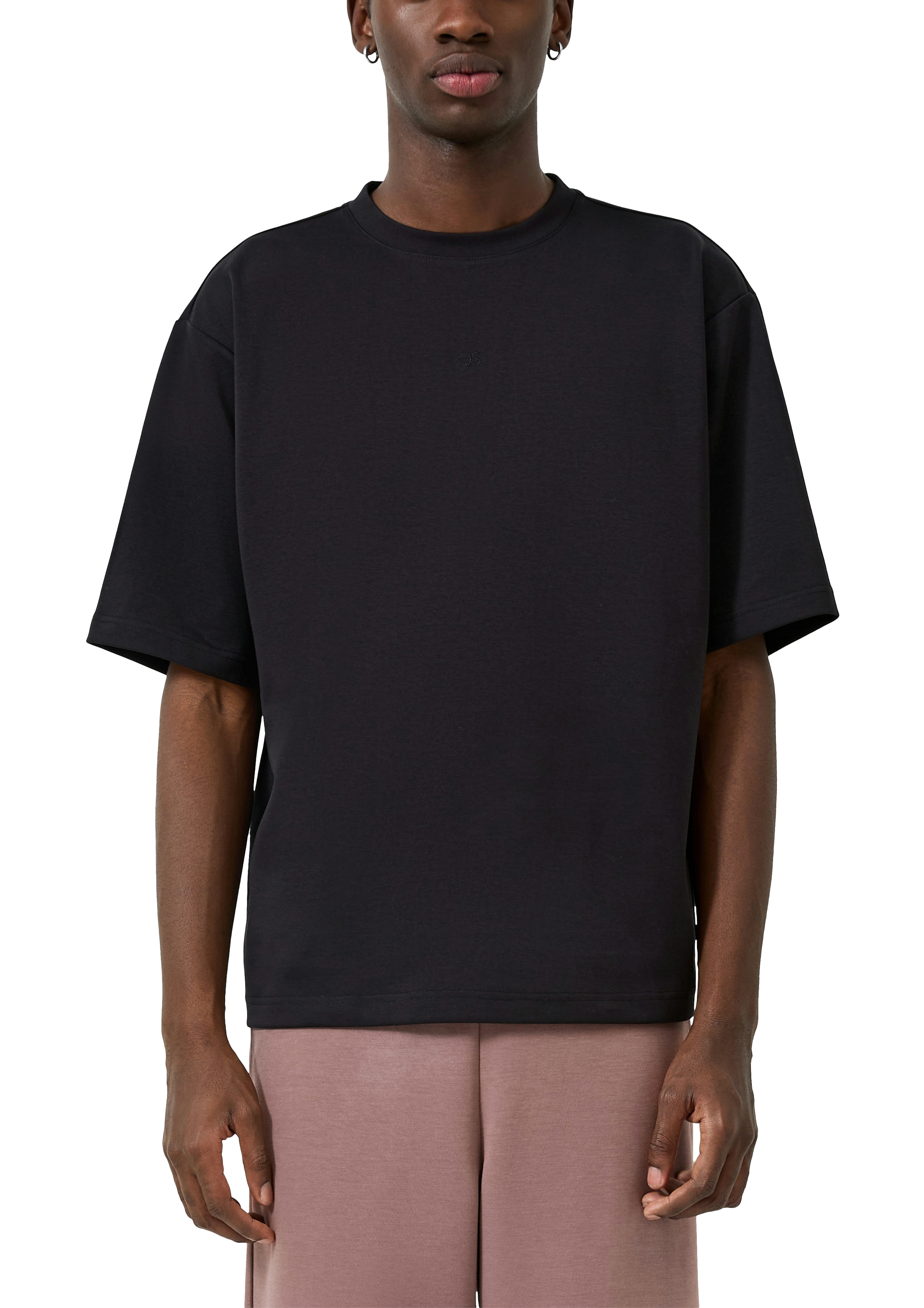QS Kurzarmshirt mit kleiner Logo-Stickerei