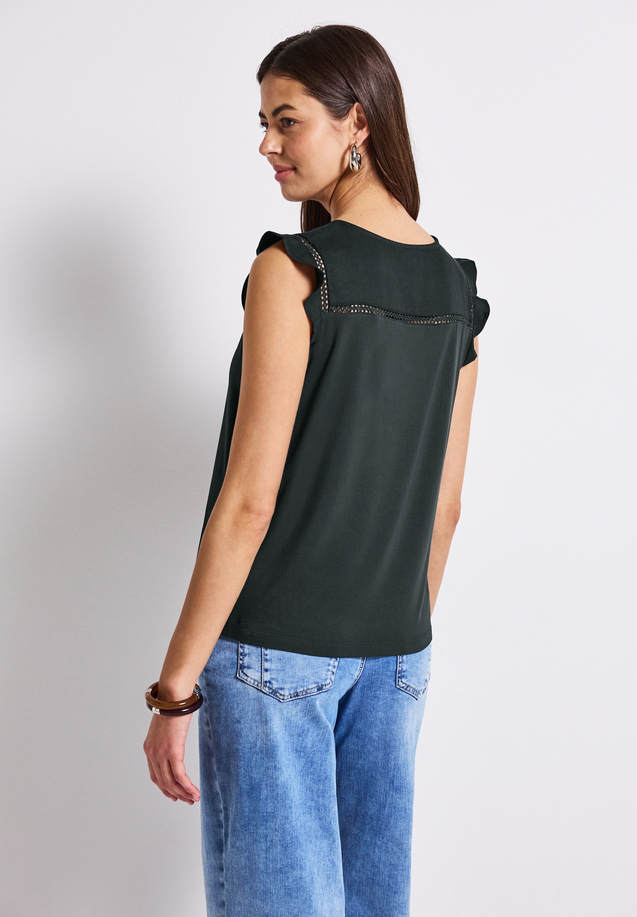 STREET ONE Spitzentop, aus elastischem Materialmix günstig online kaufen