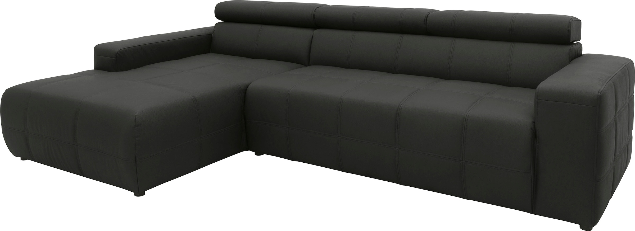 DOMO collection Ecksofa »Brandon Sitzbelastung 140 kg, große Ausführung, B/T/H: 289/177/80 cm«, mit Kopfteilverstellung, wahlweise Sitztiefenverstellung, L-Form