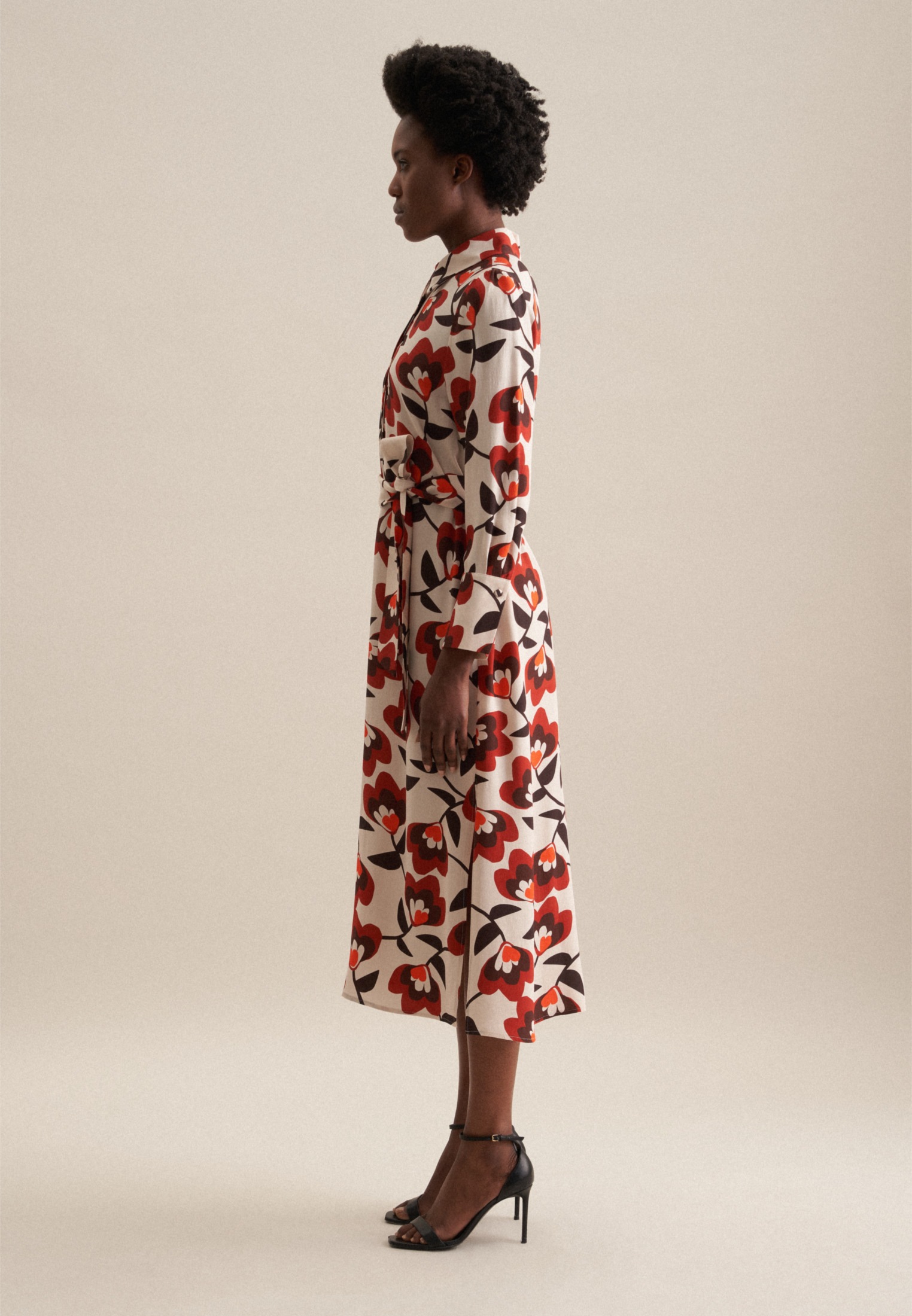 seidensticker Sommerkleid »Schwarze Rose« Langarm Kragen Druck