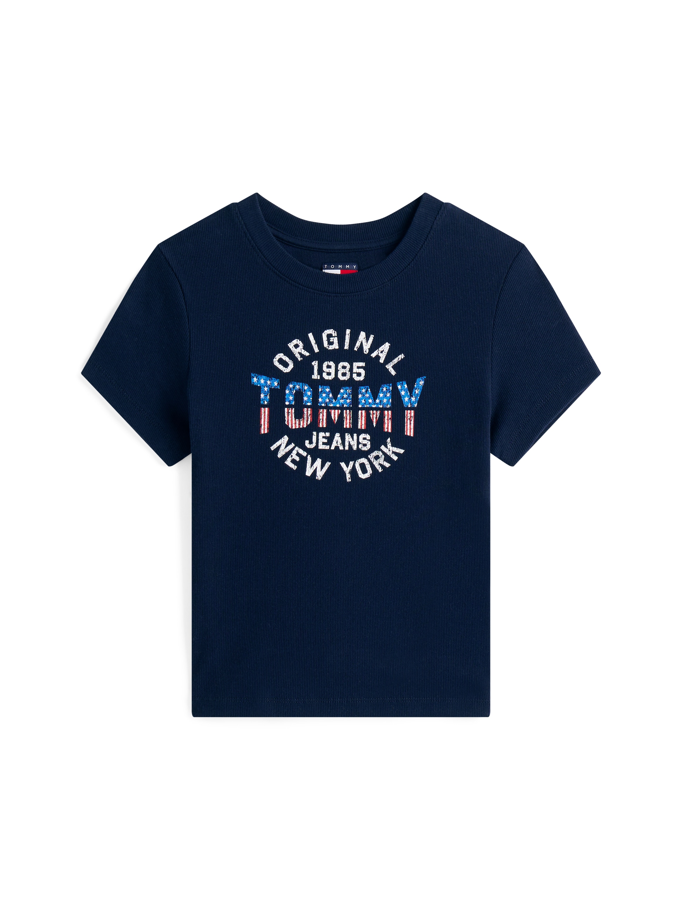 Tommy Jeans Kurzarmshirt »TJW SLIM SH TOMMY NY RIB TEE« Baumwollmischung, slim fit, in gerippter Struktur