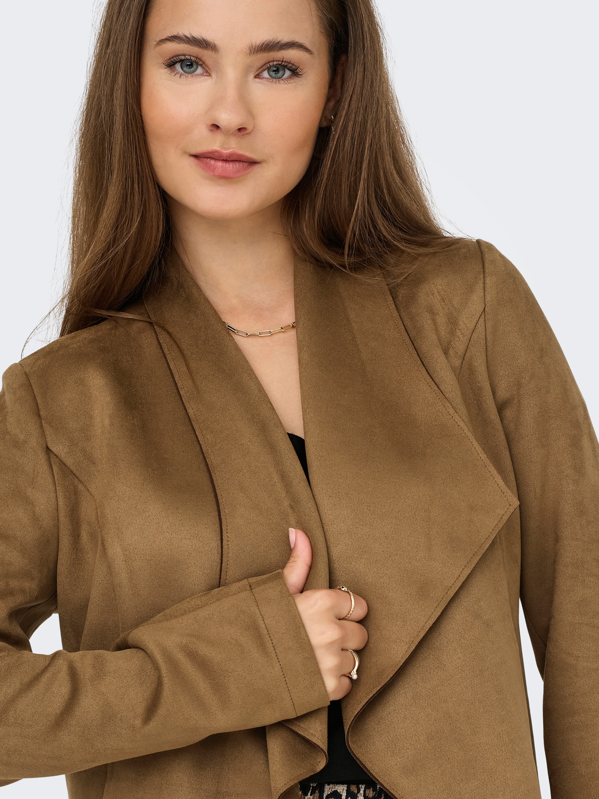 Thumbnail - ONLY Kurzjacke "ONLJOLINE FAUX SUEDE DRAPY JACKET OTW" in Wildleder Optik