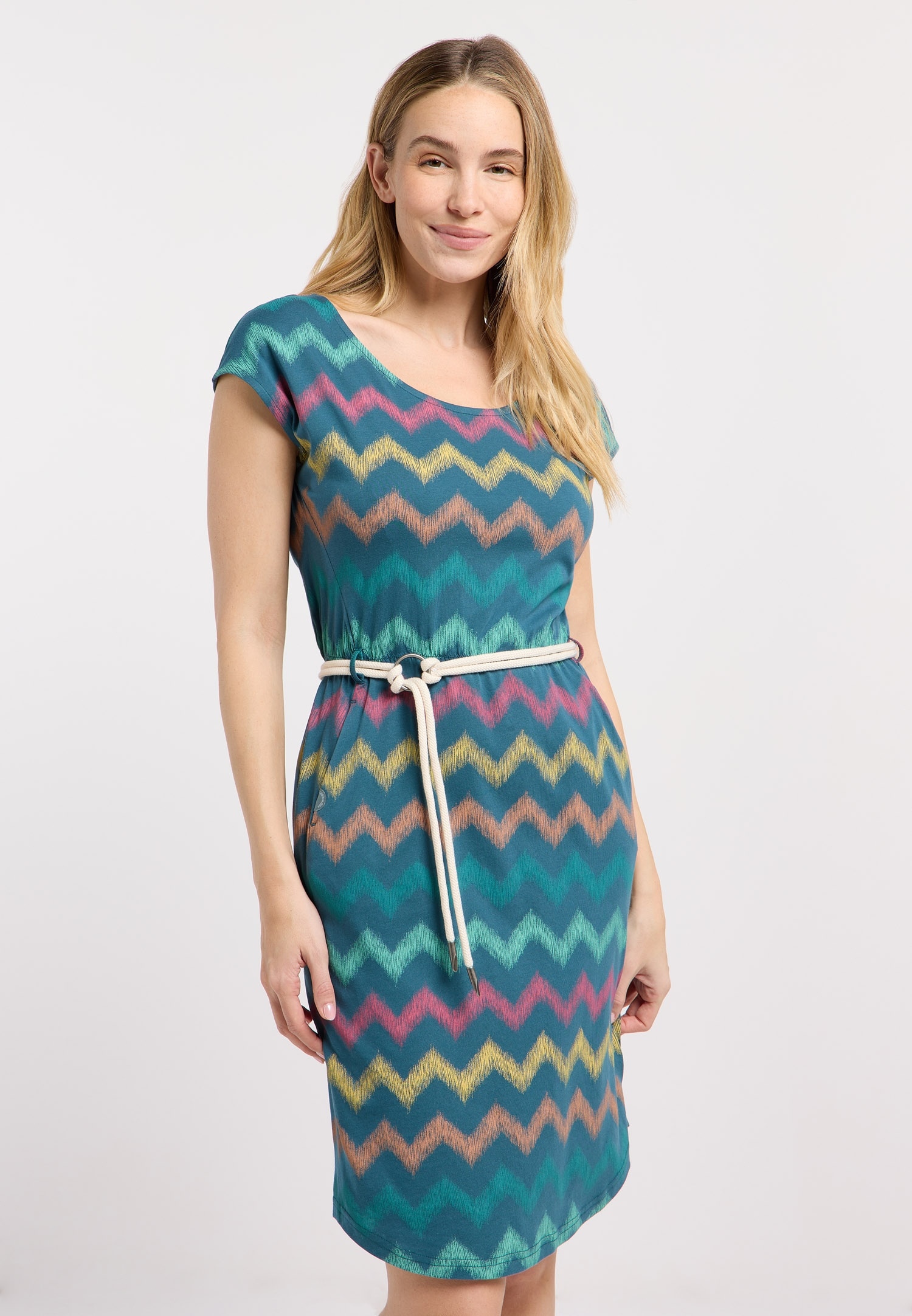 Ragwear Sommerkleid »LILITHE PRINT« 2 tlg. Baumwoll-Modal-Mix mit Eingrifftaschen und Gürtel