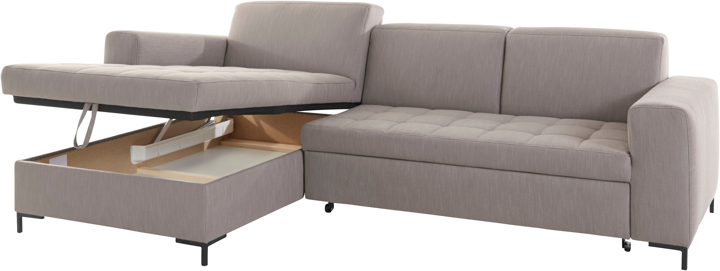 OTTO products Ecksofa »Grazzo L-Form«, hochwertige Stoffe aus recyceltem Material, Steppung im Sitzbereich