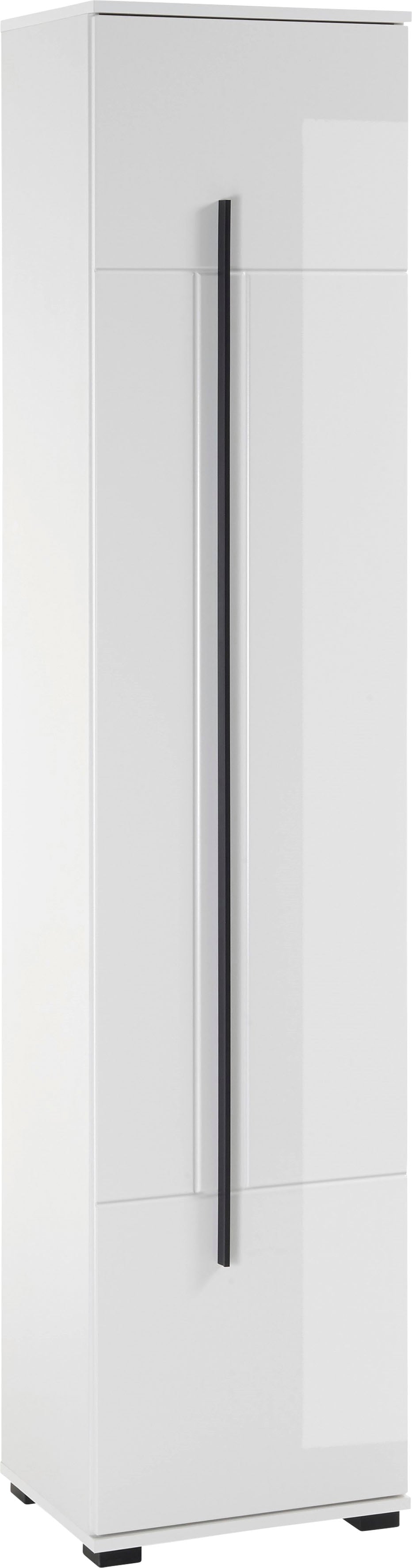 Home affaire Hochschrank "Cantara, Badschrank in Hochglanz Weiß, Hochschrank im modernen Design" mit schwarzen Griffen, ausreichend Stauraum
