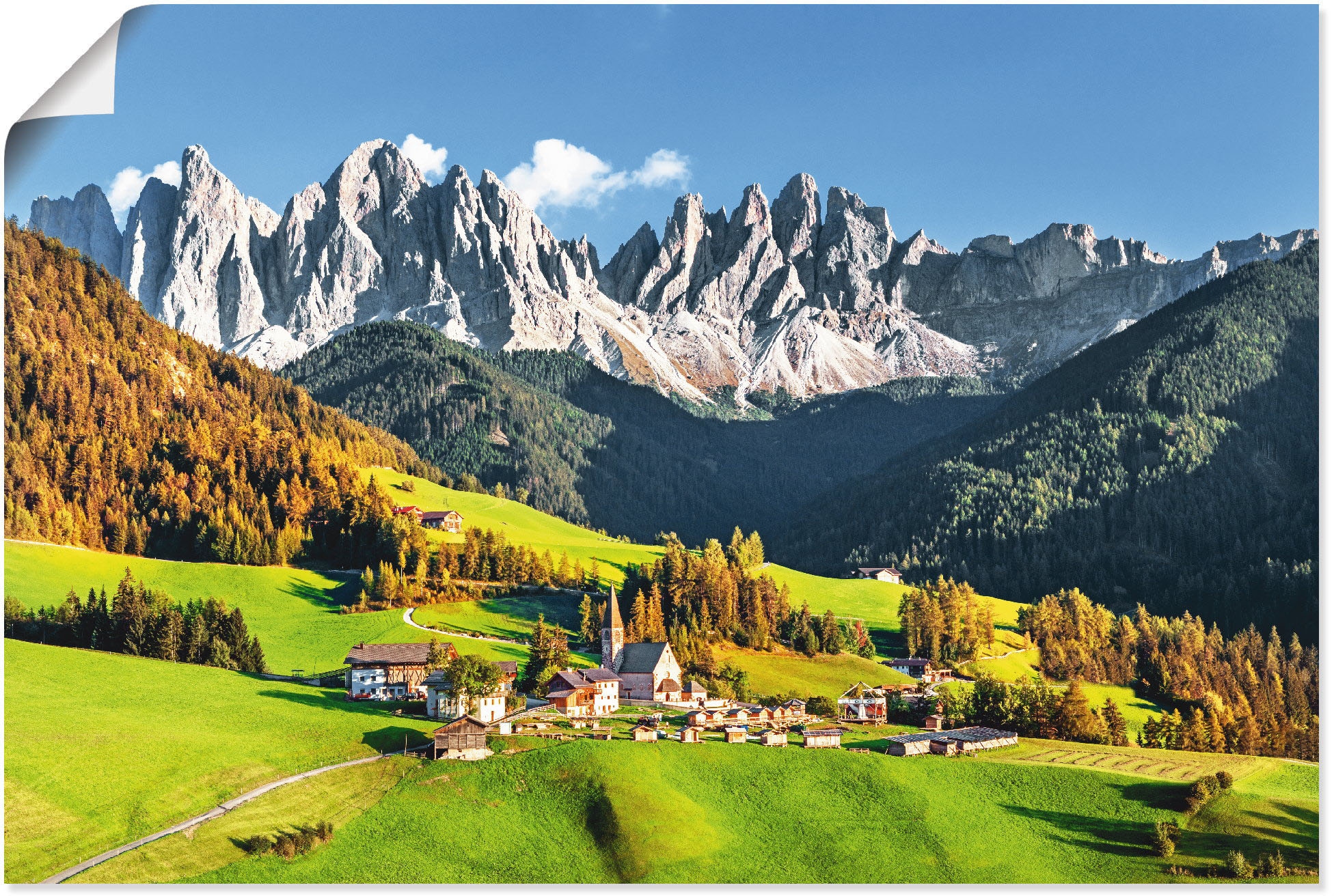 Artland Wandbild "Alpen Berge Santa Maddalena" Berge & Alpenbilder 1 tlg. a günstig online kaufen