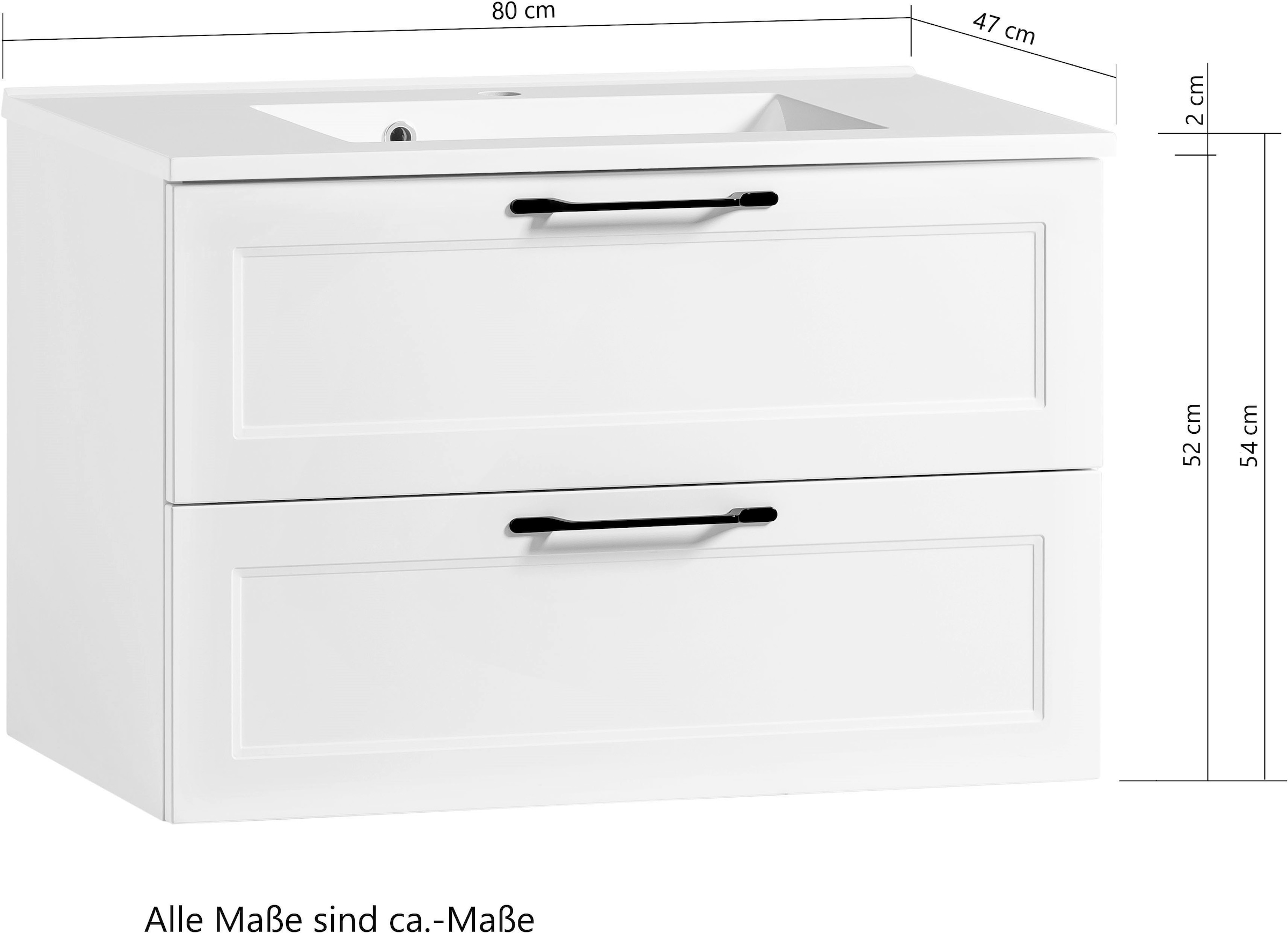 welltime Badmöbel-Set »Lana«, (Komplett-Set, 2 St.), Badezimmer-Set, 2-teilig, inkl. Waschbecken, 80 cm breit