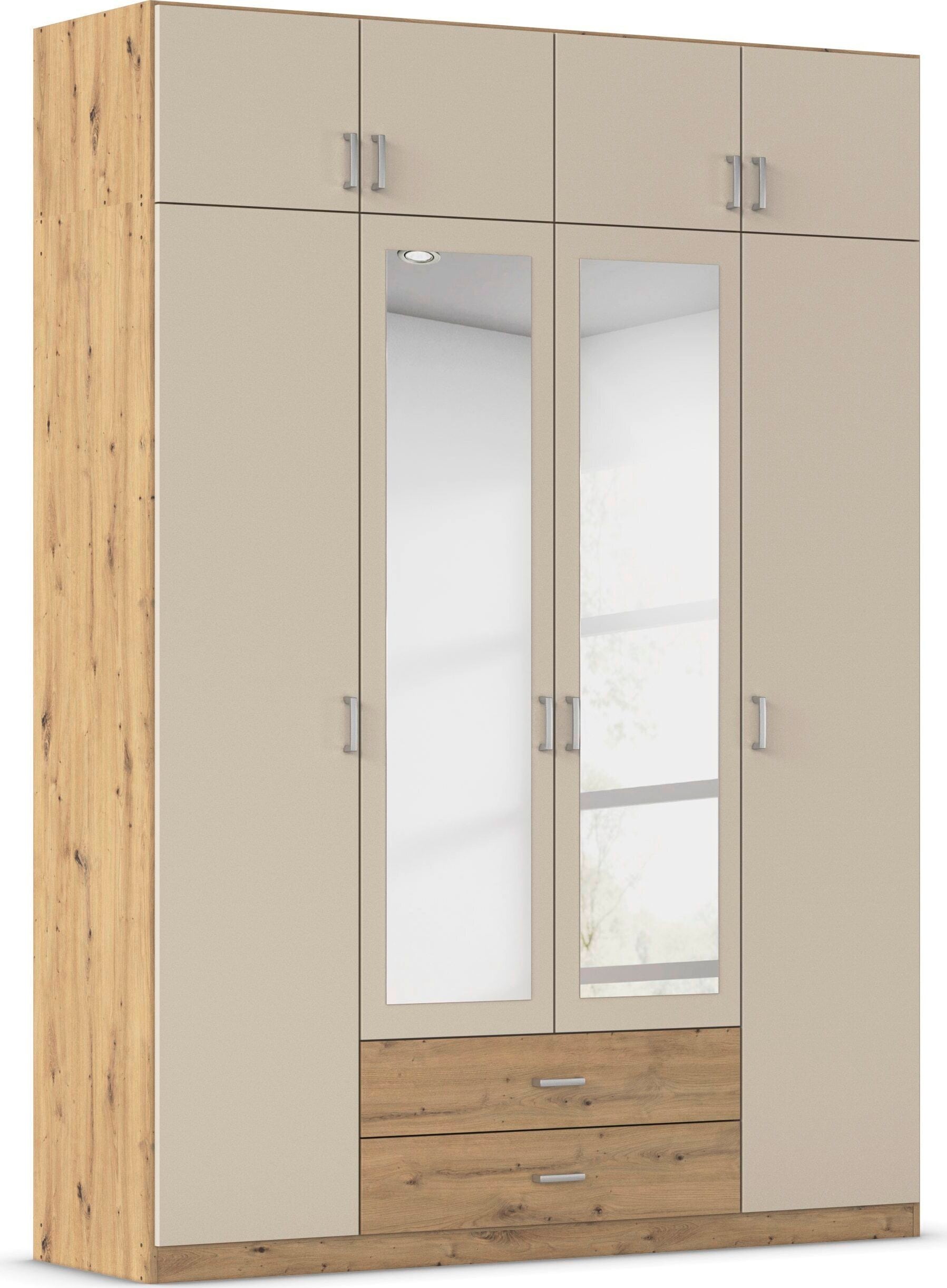 rauch Kleiderschrank "Schrank Garderobe Wäscheschrank GAMMA in 4 Breiten 91-226 cm" 3 verschiedene Ausstattungen BASIC/CLASSIC/PREMIUM (inkl. SOFT-CLOSE), mit Schubladen und Schrankaufsatz sowie Spiegel MADE IN GERMANY