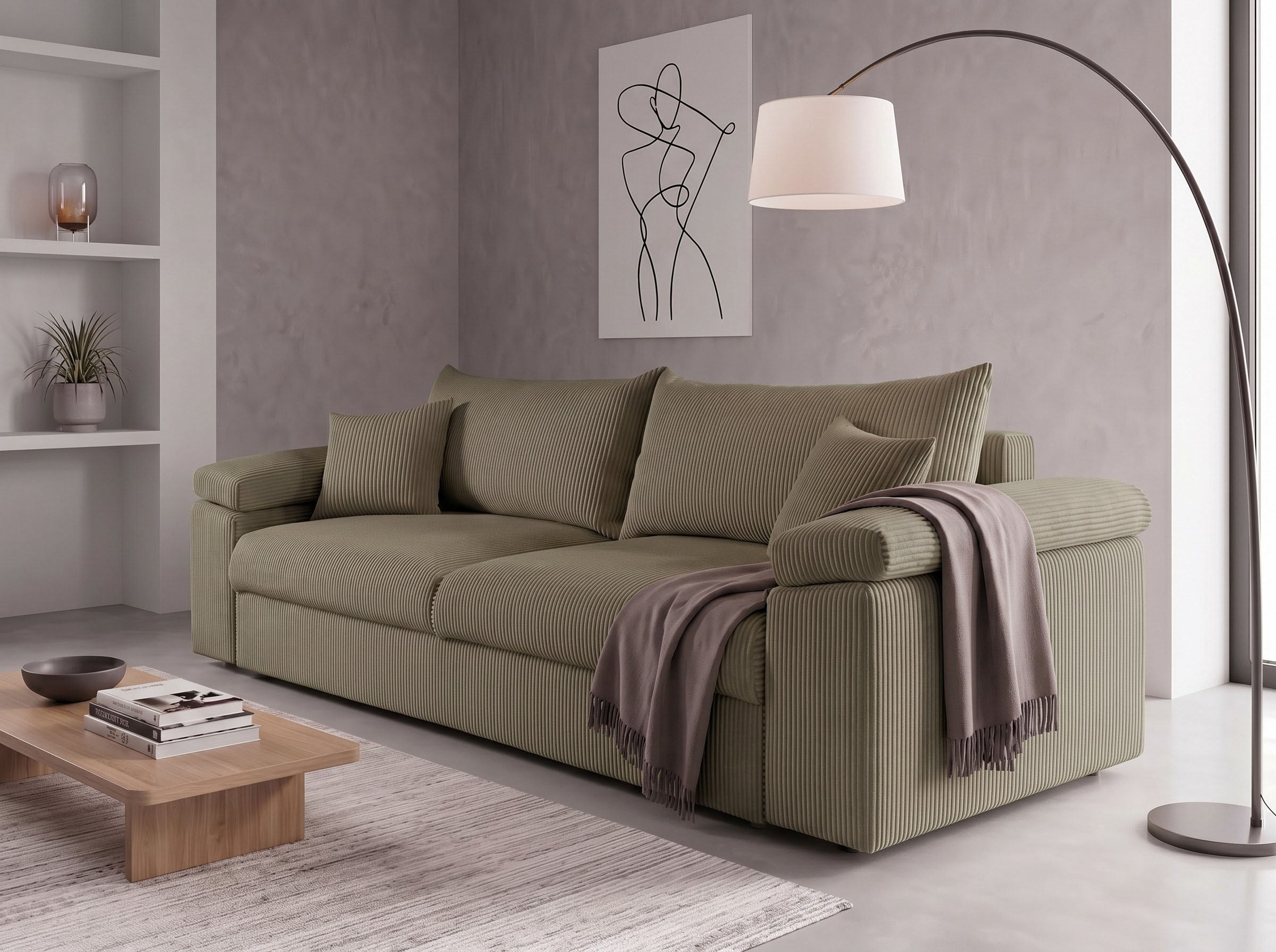 COLLECTION AB Schlafsofa »Mara, B: 249 cm, Liegefl. 139x195 cm« Dauer-Schlaffunktion, Bettkasten & Federkern, wahlweise mit Topper