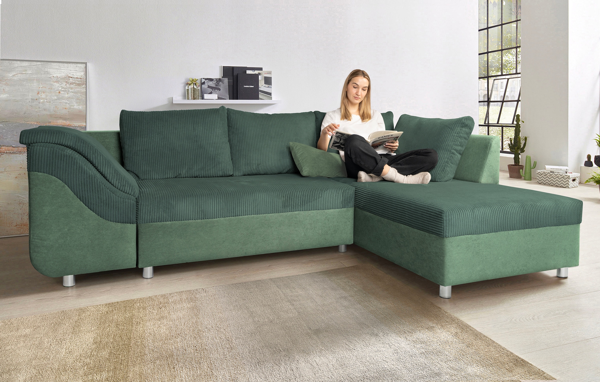 COLLECTION AB Ecksofa Sally L-Form, mit und ohne Bettfunktion, inklusive loser Rücken- und Zierkissen