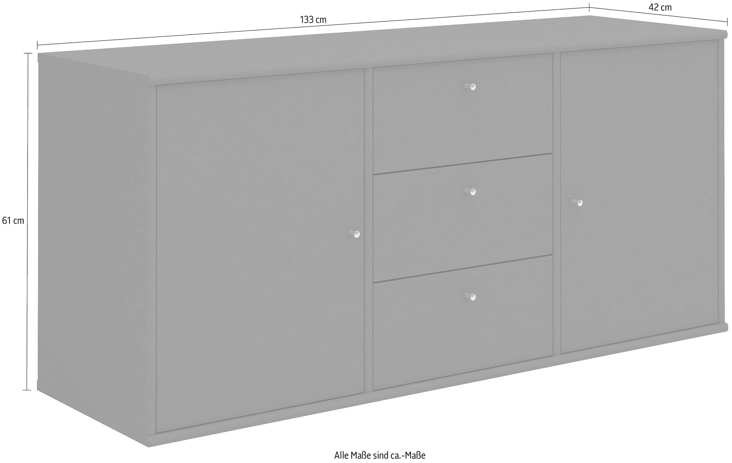 Hammel Furniture Sideboard »Mistral, Hochwertig Schrank, hängend/stehend montierbar«, mit Türen und Schubladen, B: 133 cm, anpassungsbar Designmöbel