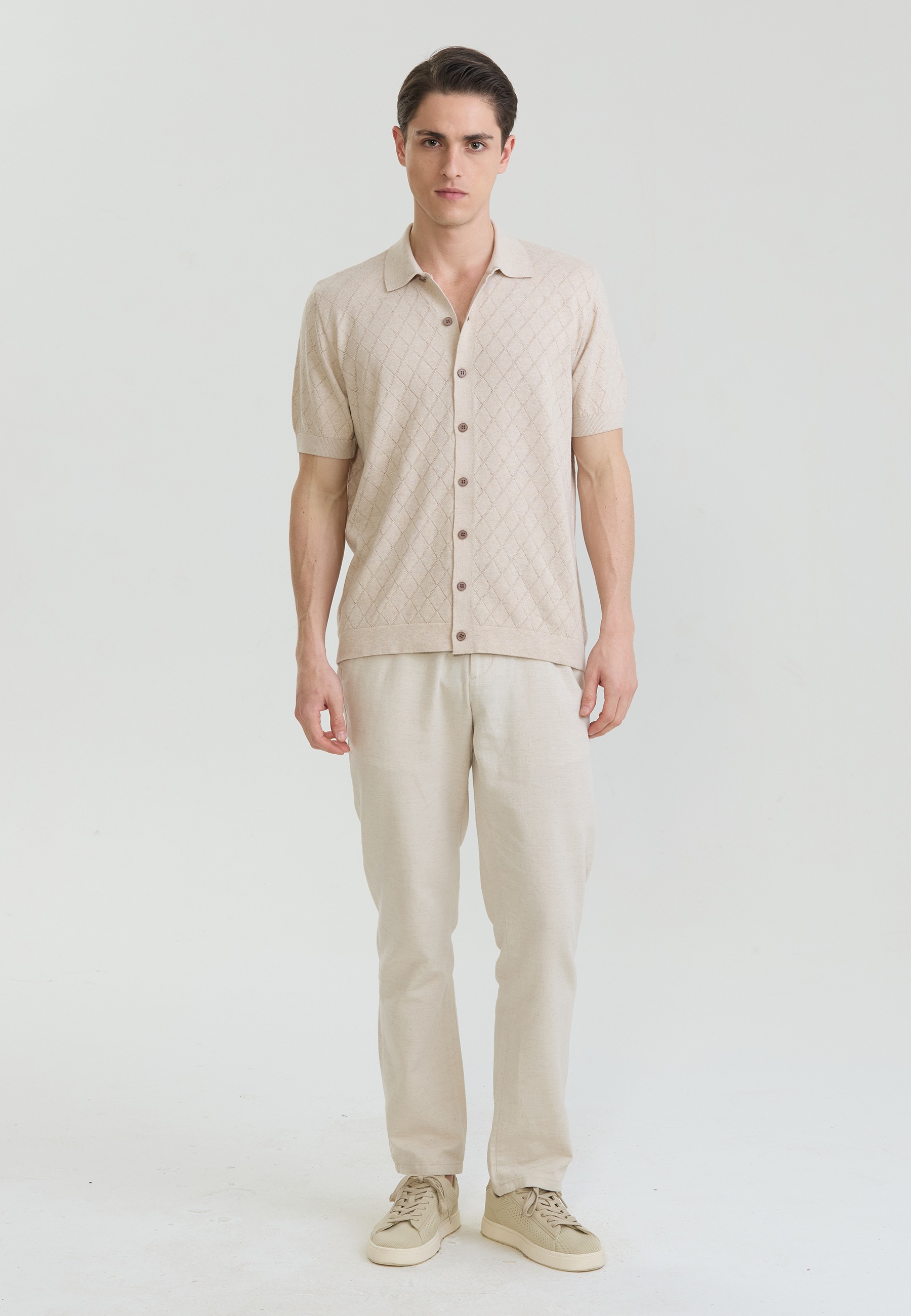 Felix Hardy Kurzarmhemd »Kurzärmeliges Basic-Strickhemd mit Knöpfen«