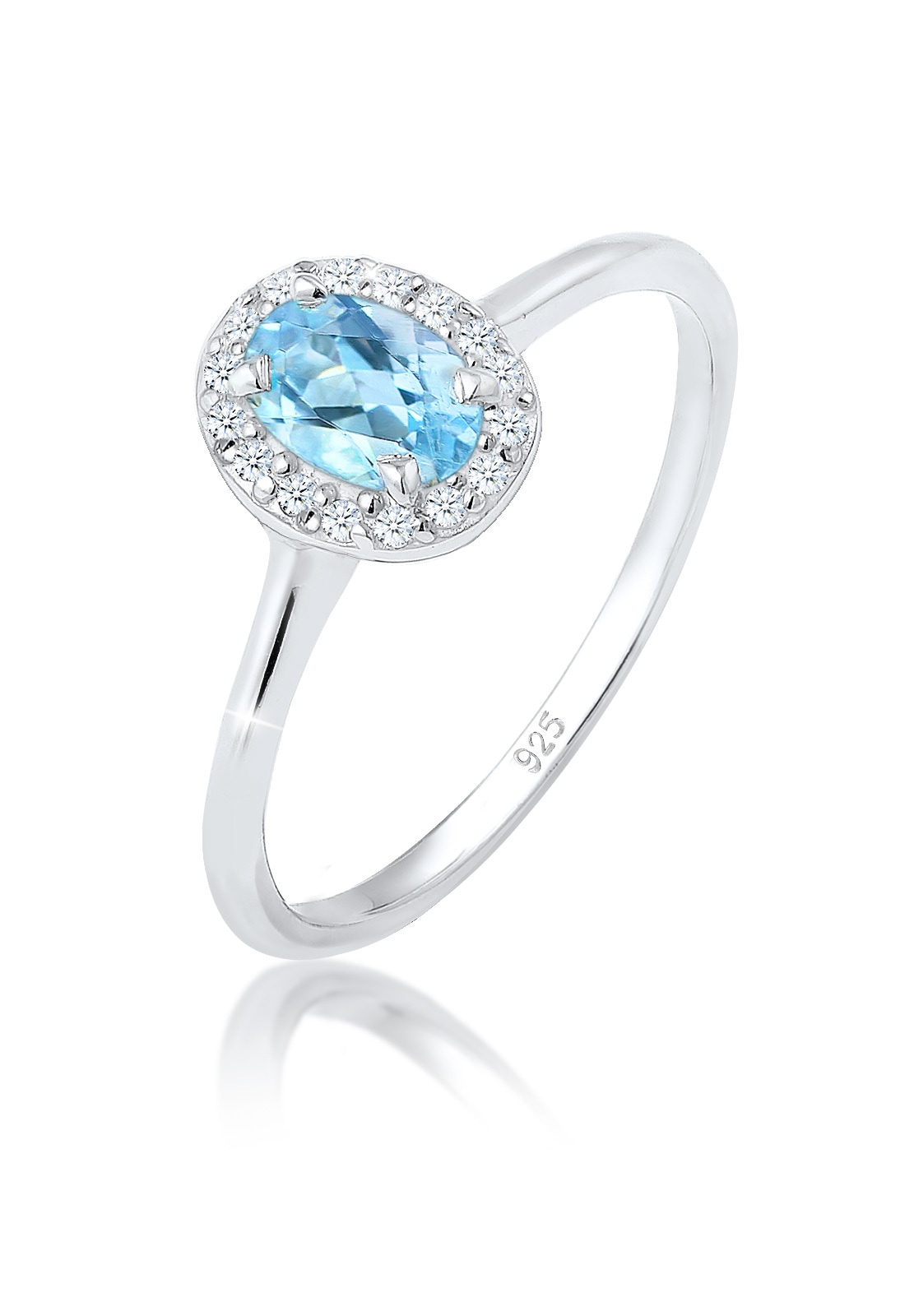 ELLI DIAMONDS Damen Verlobungsring "Ring Oval Topas Diamant Brillantschliff (0.08 ct) 925 Sterling Silber", 54, Silber 925 (Sterlingsilber), silber,