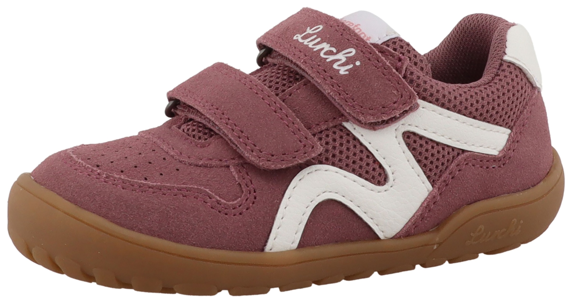 LURCHI Kinder Barfußschuh "Jamin, Barefoot", Gr. 27altrosa, weiß, Lederimitat, Textil, Veloursleder, Schuhe, Klettschuh, Freizeitschuh,