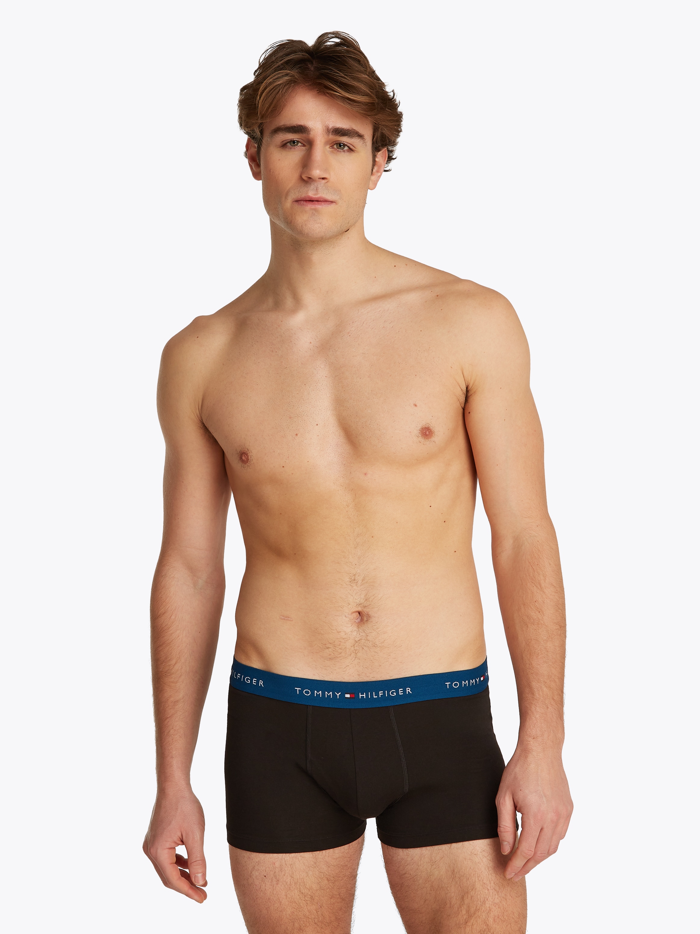 Tommy Hilfiger Underwear Boxer »TRUNK 3 PACK«, (3 St.), mit kontrastfarbenem Logobund
