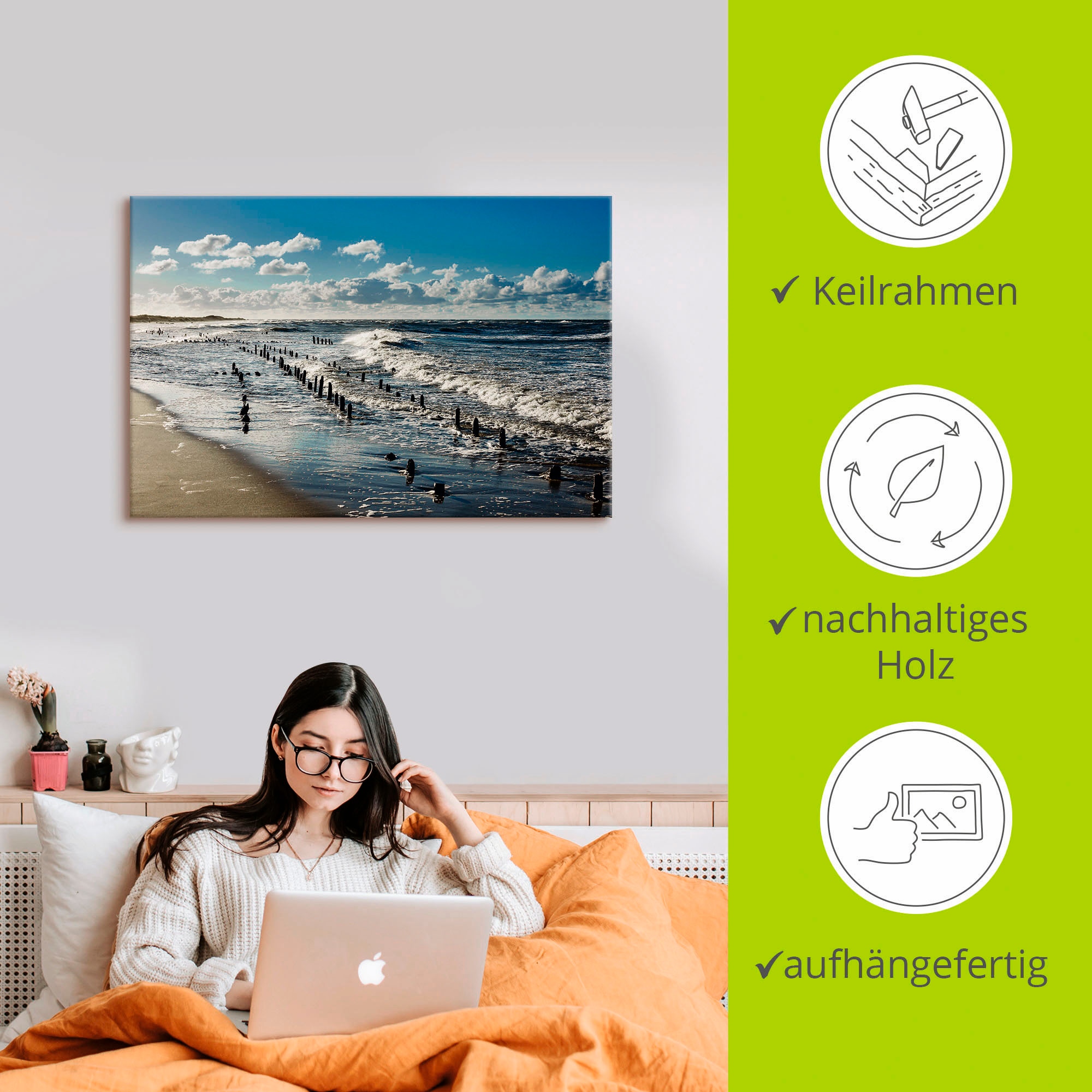 Artland Wandbild »An der Küste der Ostsee«, Küste, (1 St.), als Alubild, Outdoorbild, Leinwandbild in verschied. Größen