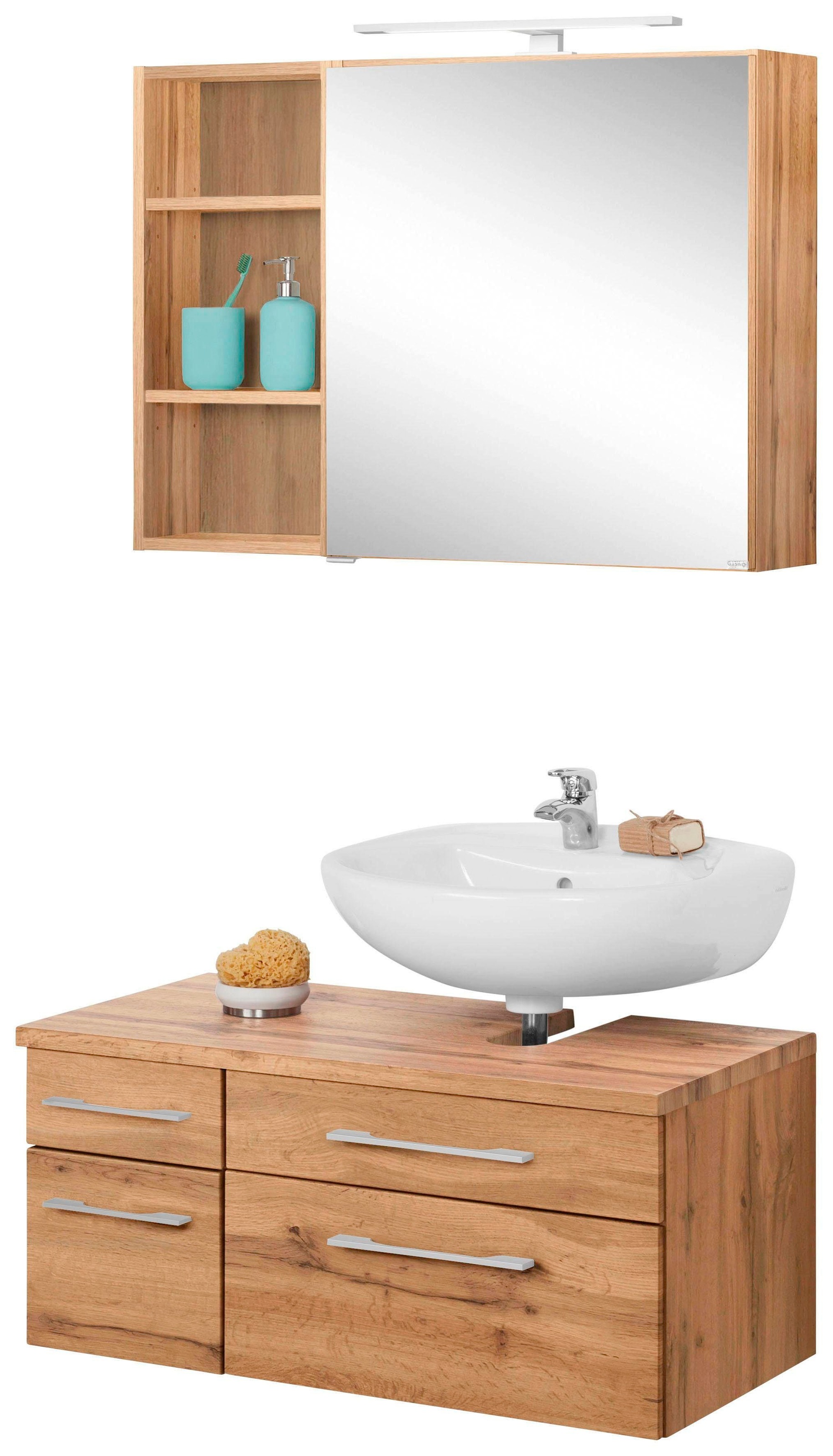 welltime Badmöbel-Set "Davos" 3 Stk. tlg. Spiegelschrank, Regal und Waschbe günstig online kaufen