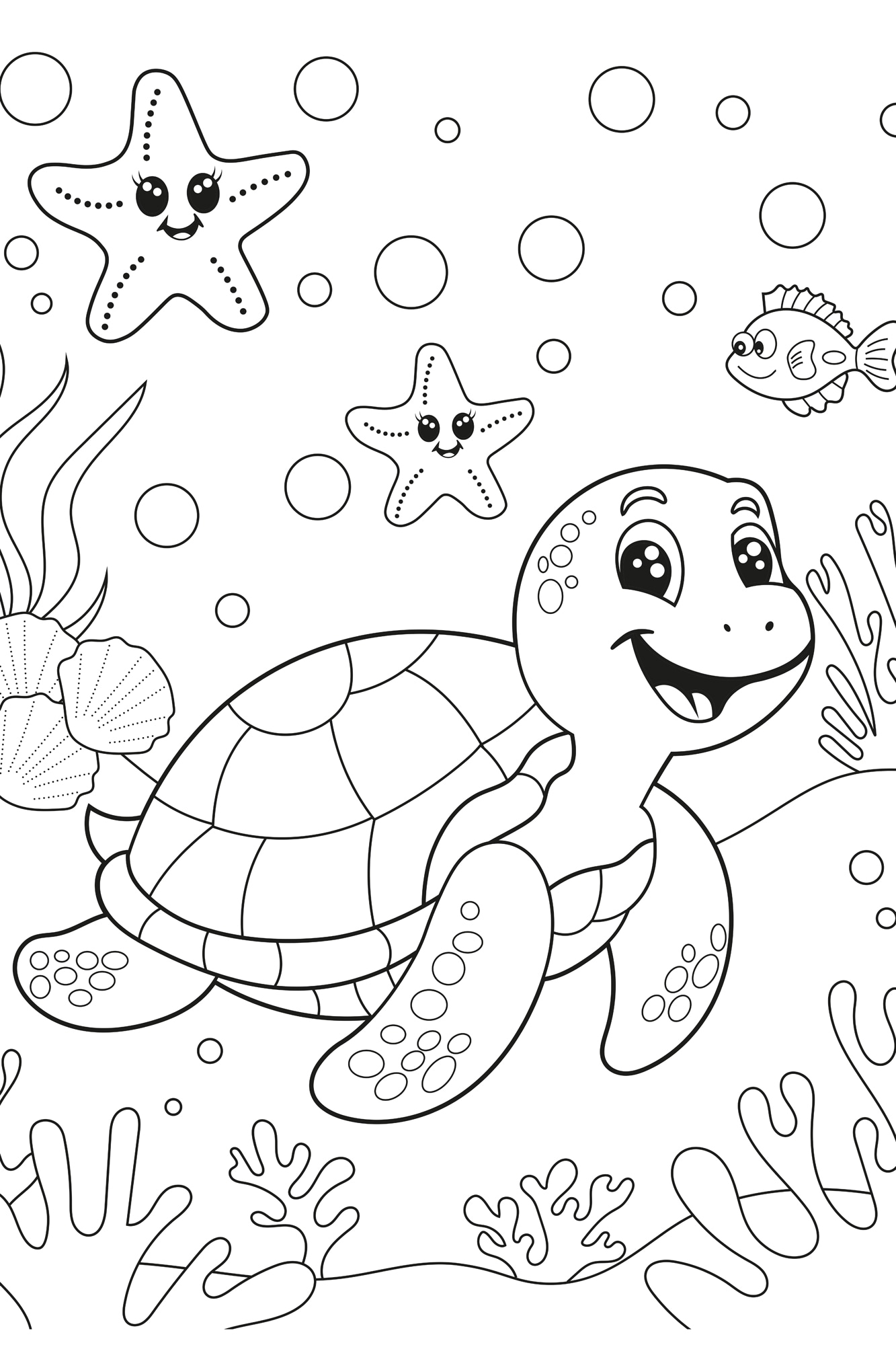 queence Bild "Seesterne und Schildkröte", Blätter-Blätterbilder-Figuren-Fis günstig online kaufen