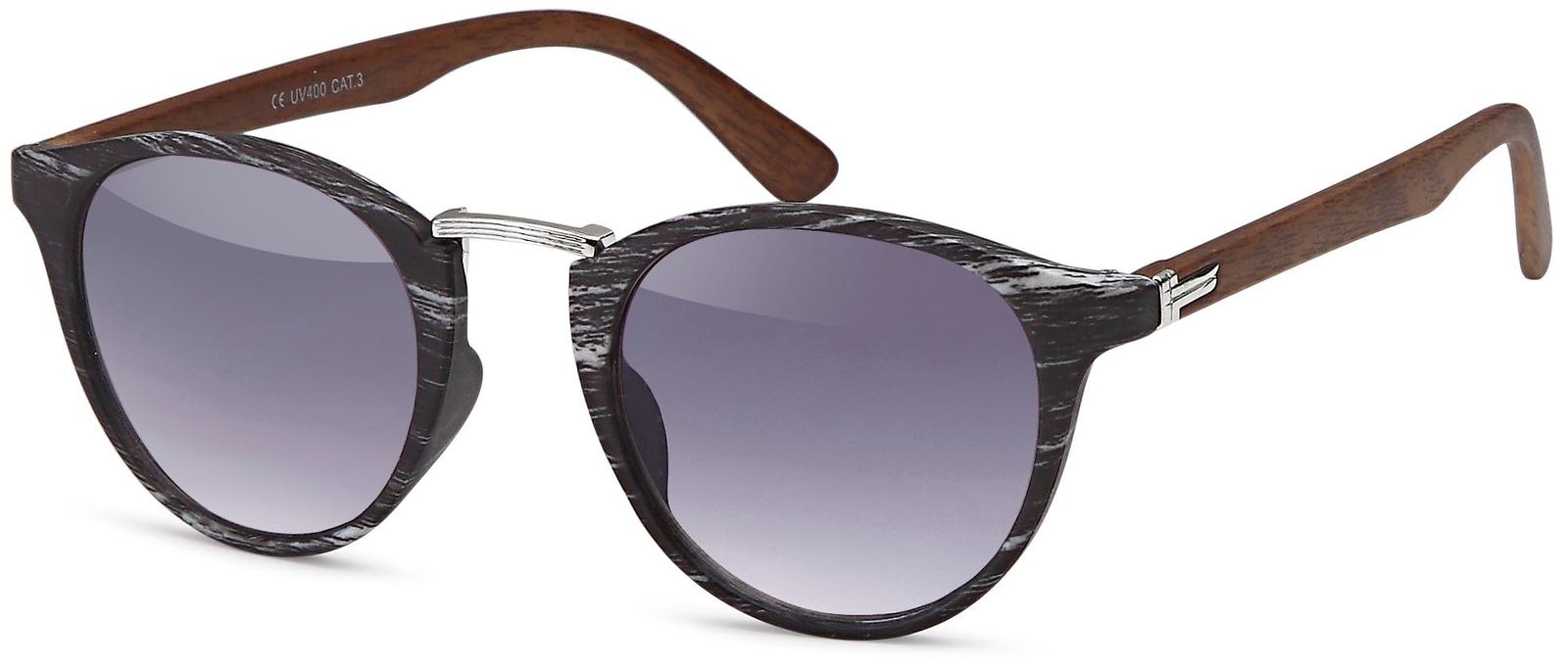 styleBREAKER Sonnenbrille "Panto Sonnenbrille Holzoptik Runde Retro Brille UV400" 1 Stk.