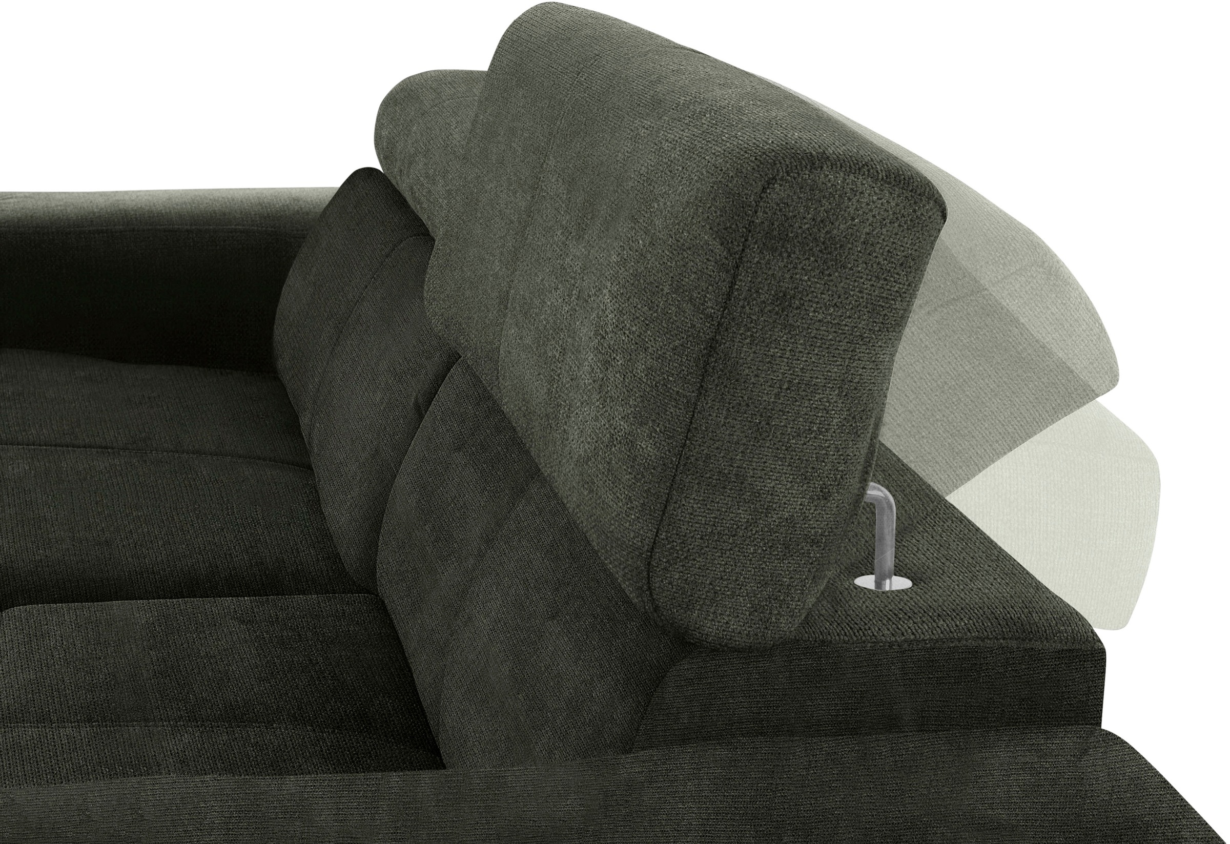 DOMO collection Ecksofa »Brandon Sitzbelastung 140 kg, kleine Ausführung B/T/H: 214/100/80 cm«, Mit Kopfteilverstellung, auch in Leder und Cord, L-Form