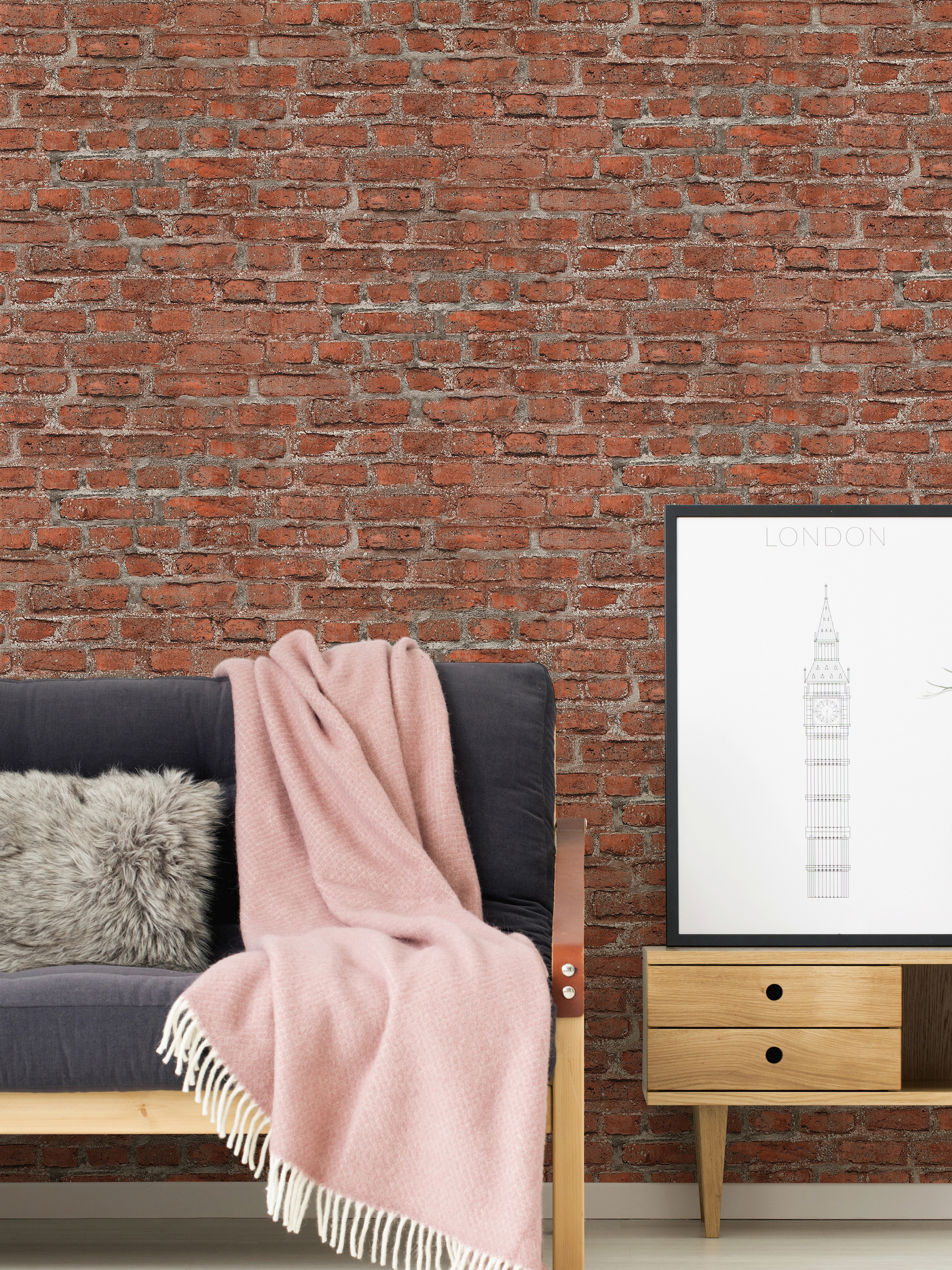 living walls Vliestapete »Neue Bude 2.0«, Steinoptik-gemustert-Motiv, Landhaus Tapete Stein Tapeten Wohnzimmer Schlafzimmer Küche Flur Optik