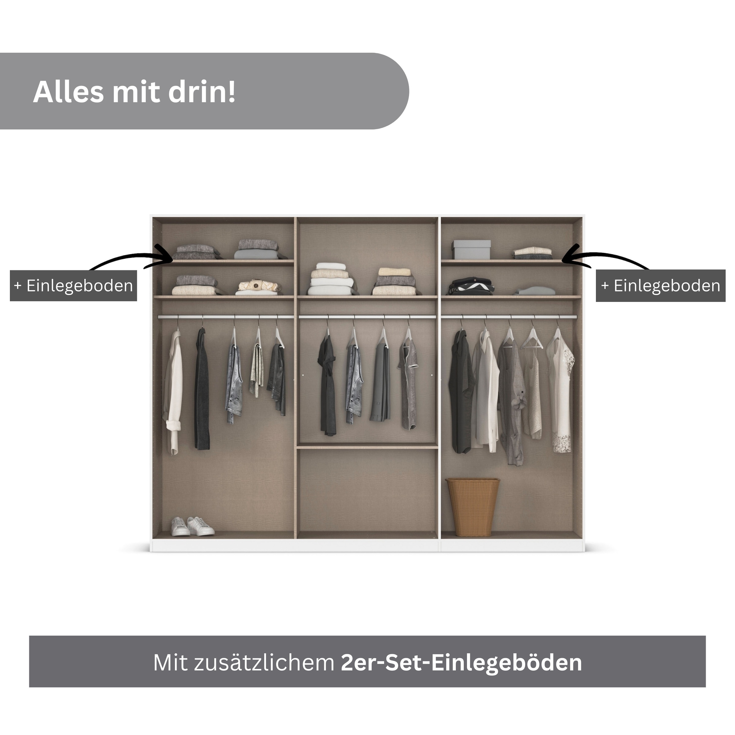 rauch Drehtürenschrank »Kleiderschrank Kleiderschränke Schrank Garderobe AGORDO mit Glasfront«, mit Außenschubkästen, in 6 Breiten und 2 Höhen MADE IN GERMANY
