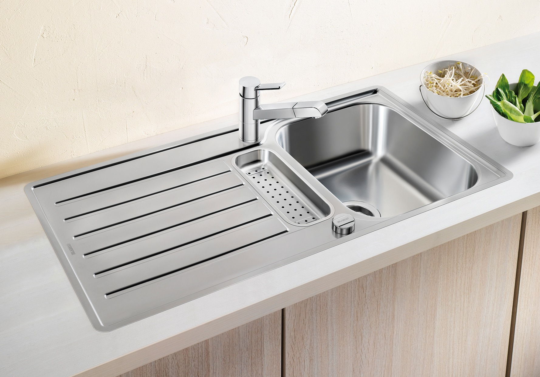 Blanco - lantos 5 - Évier, 94x49 cm, avec commande excentrique, inox brossé 517281