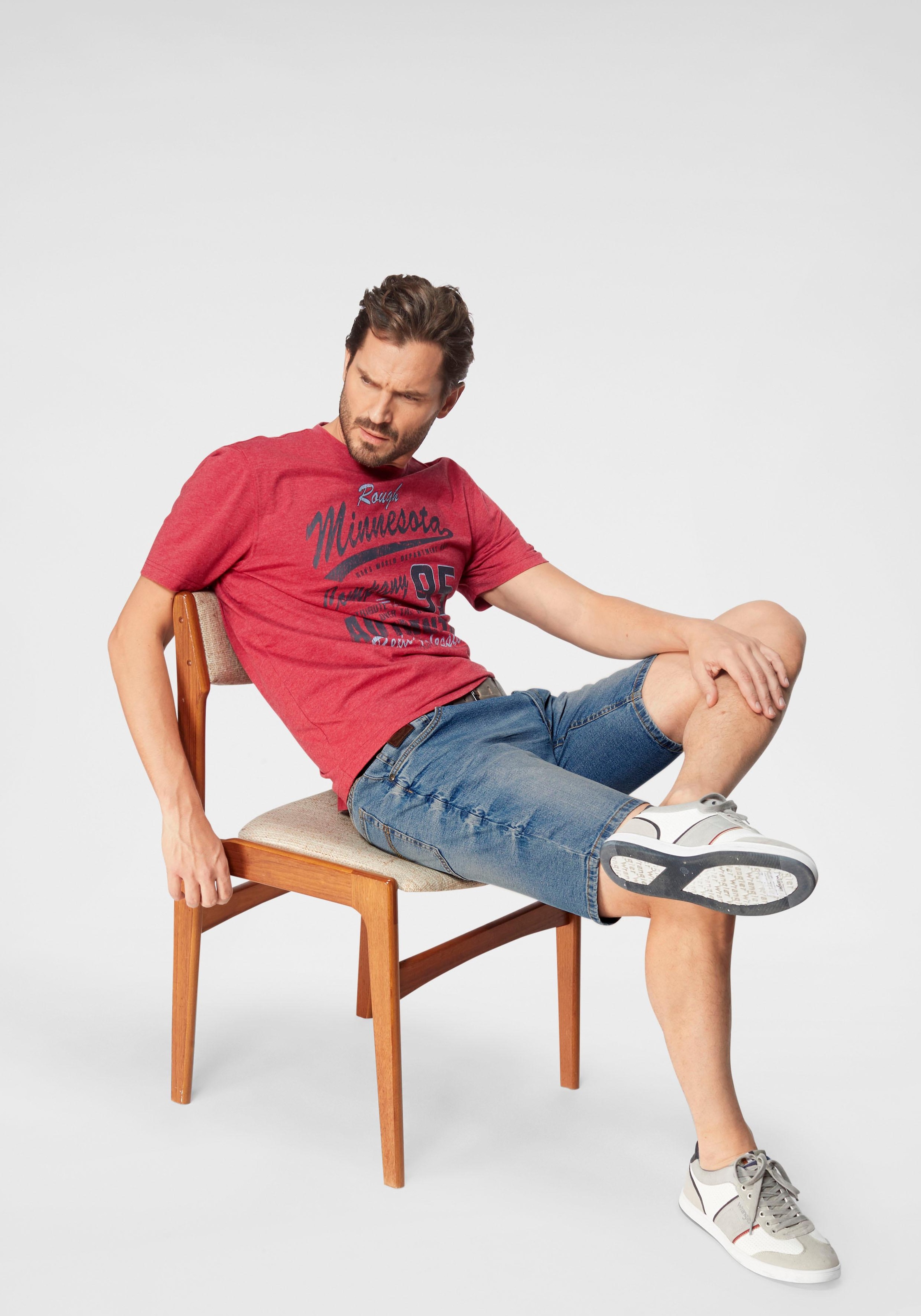 Man's World T-Shirt, kurzärmelig, melierte Optik, Rundhalsausschnitt