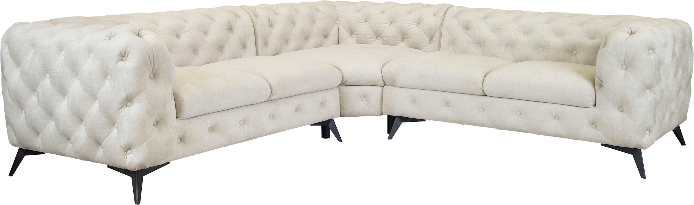 Leonique Chesterfield-Sofa "Ecksofa GLYNIS L-Form mit Wellenunterfederung, günstig online kaufen