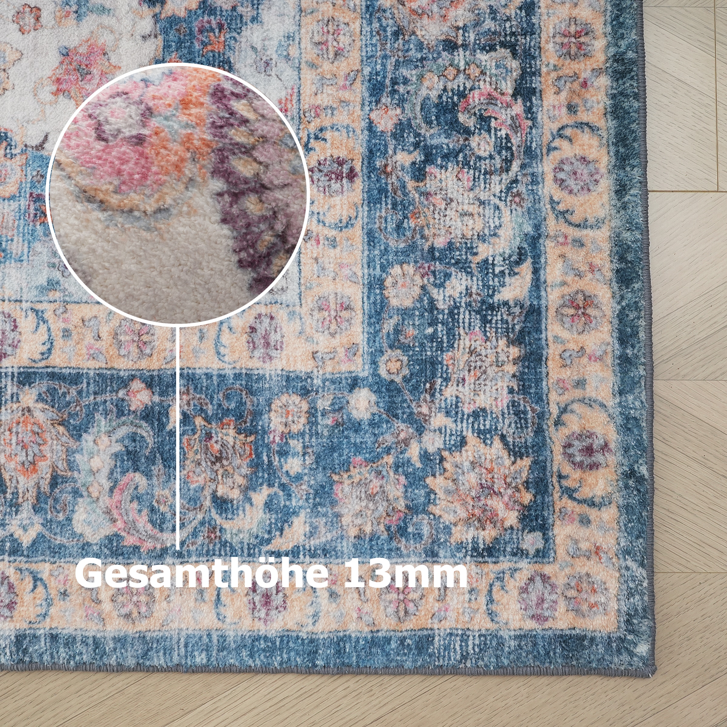 my home Teppich »Omar, Druckteppich, orientalisches Design, mehrfarbig, bedruckt«, rechteckig, 13 mm Höhe, Orient-Optik, Vintage Design, weich, Wohnzimmer, Schlafzimmer