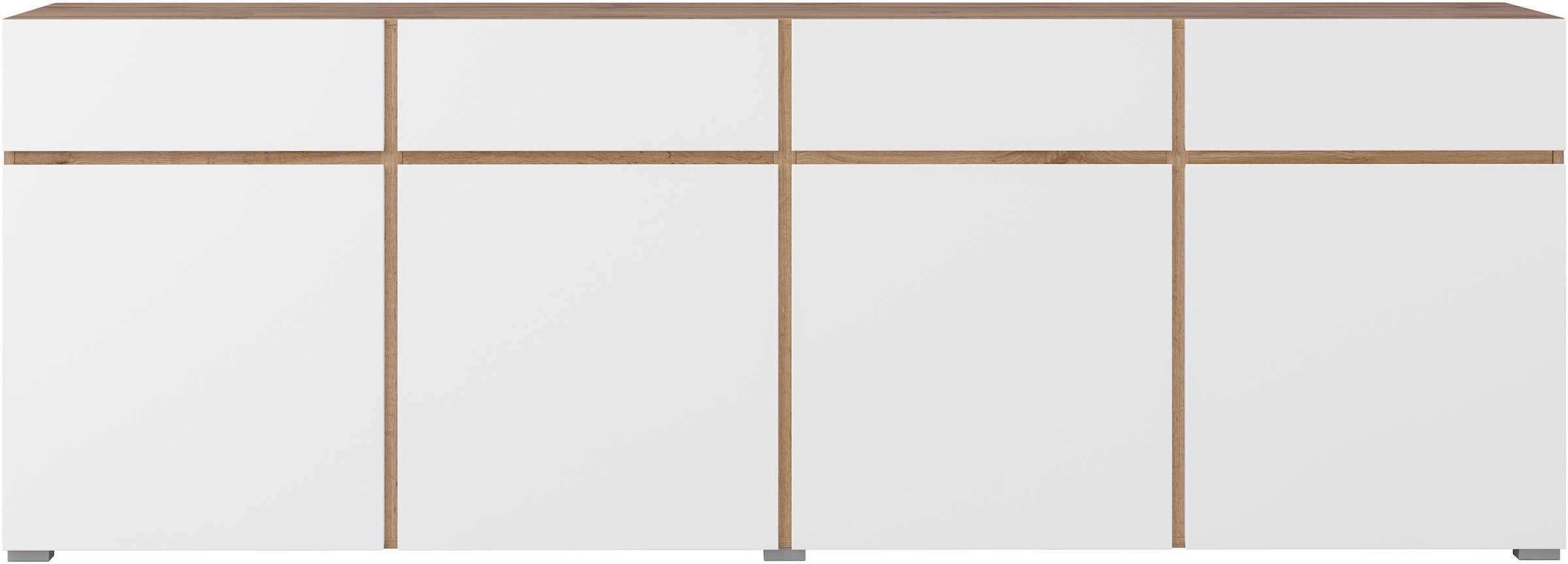 INOSIGN Sideboard »Cross,Breite 225 cm, moderne grifflose Kommode,4 Türen/4 Schubkästen«, Schubladenschrank mit viel Stauraum, Einlegeböden verstellbar