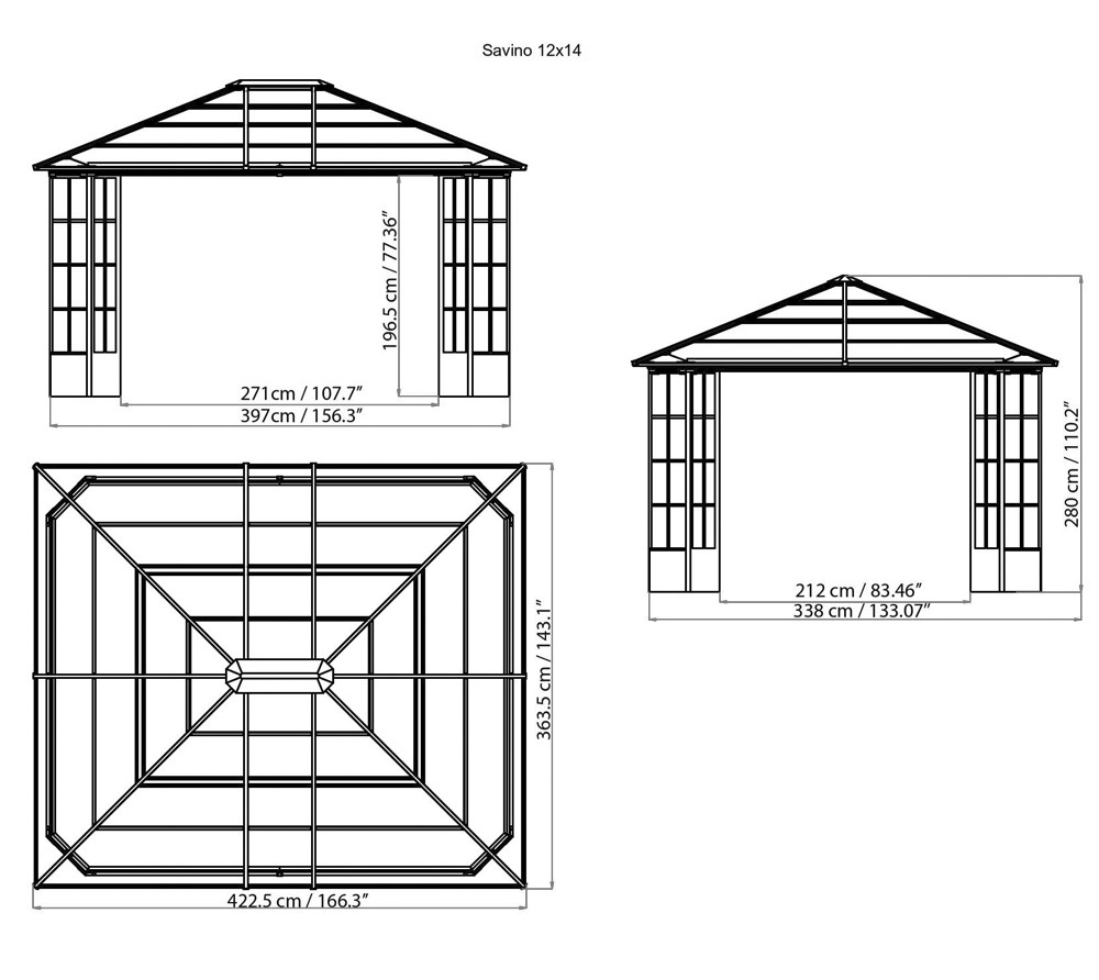 Sojag Pavillon »Savino 1214«, BxT: 338x397 cm, Aluminiumgestell