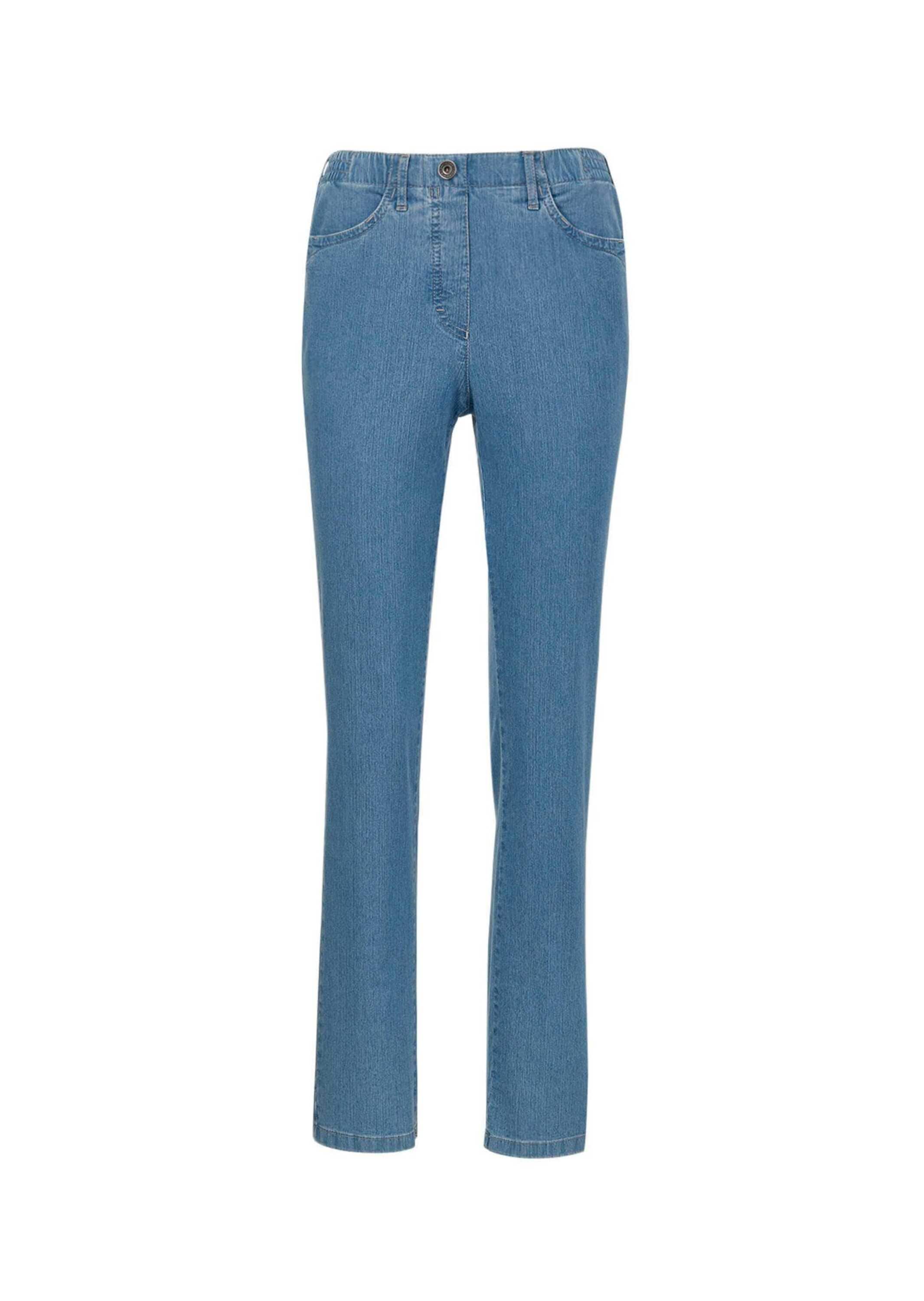 GOLDNER Regular-fit-Jeans "Edel geschmückte Jeansschlupfhose MARTHA" Reißverschlussoptik mit Knopf vorne
